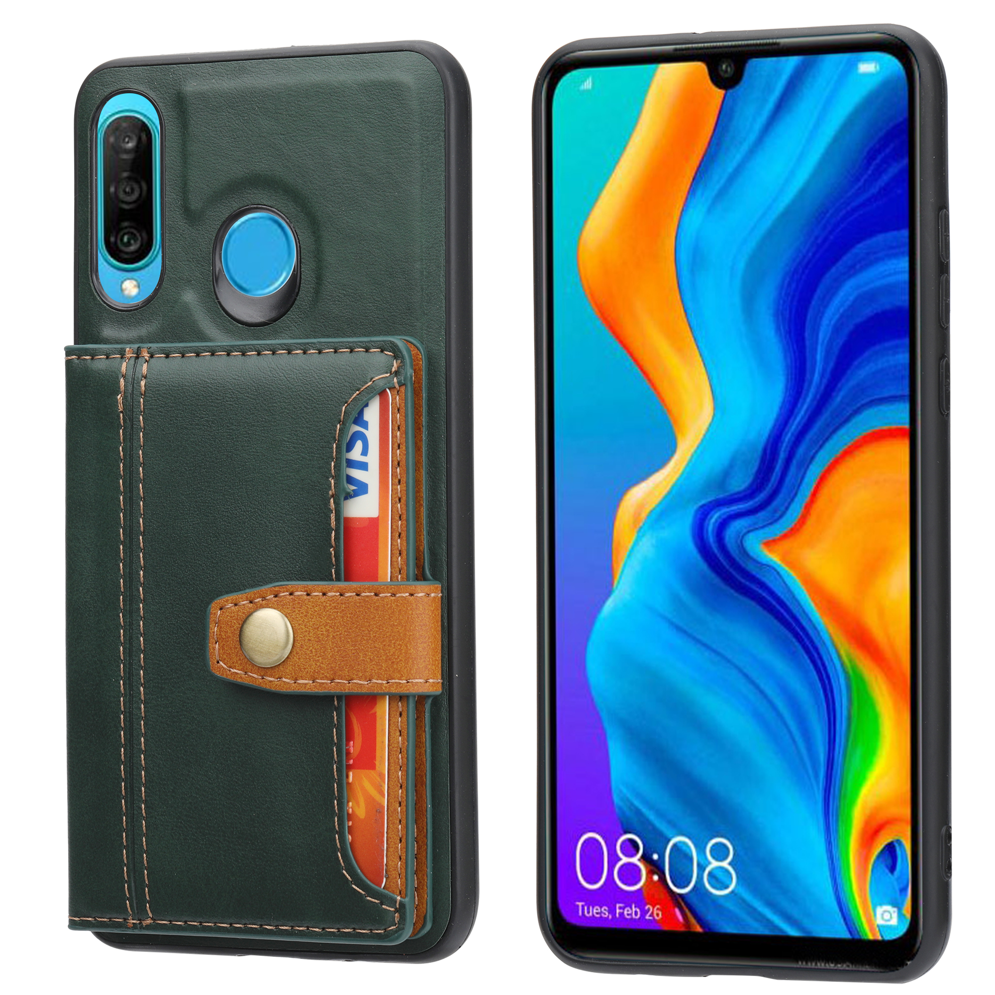 Kartensteckplätze Kickstand PU Lederbeschichtete TPU -hülle Für Huawei P30 Lite Cover - Grün, Huawei P30 Lite
Kartensteckplätze Kickstand PU Lederbeschichtete TPU -hülle Für Huawei P30 Lite Cover - Grün, Huawei P30 Lite