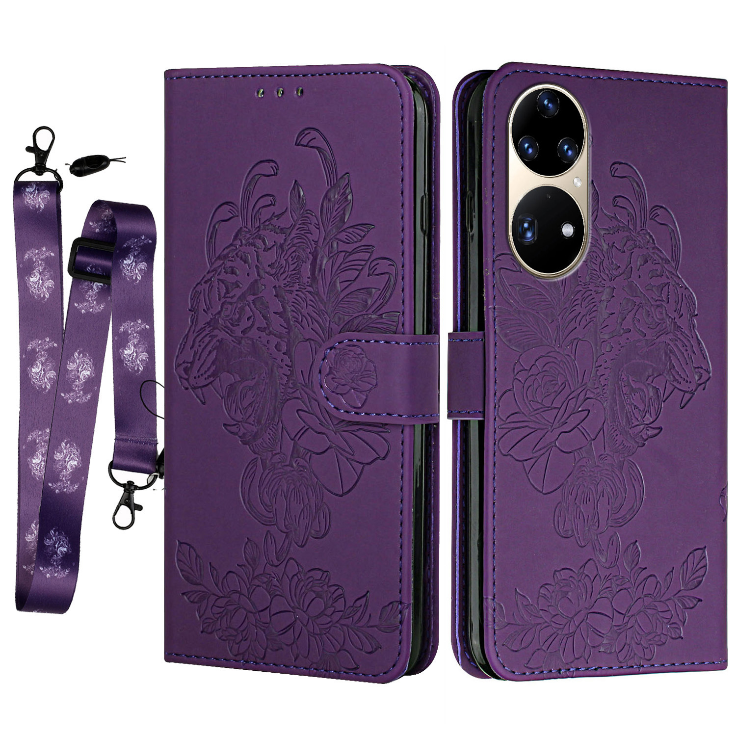 Tiger- Und Blumenabdruckmuster-drop-resistenter Lederschale Mit Ständer Für Huawei P50 Pro - Violett, Huawei P50 Pro 4G
Tiger- Und Blumenabdruckmuster-drop-resistenter Lederschale Mit Ständer Für Huawei P50 Pro - Violett, Huawei P50 Pro 4G
