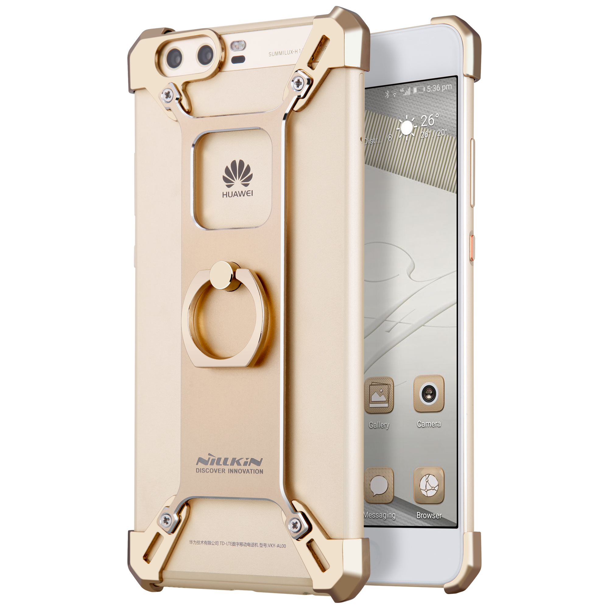 

Nillkin Barde Metal Bumper Case Для Huawei P10 Plus С Держателем Бензина - Золото, Huawei P10 Plus