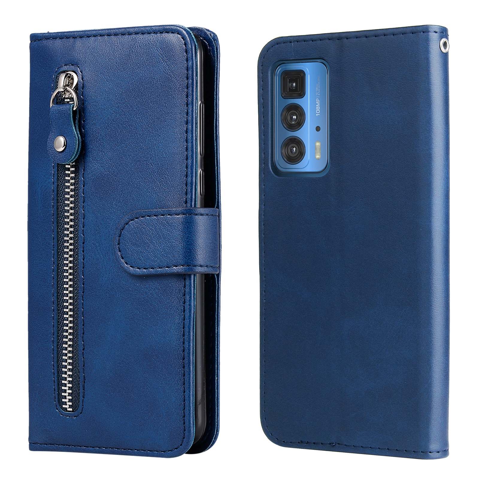 Zipper Pocket Design Wallet PU Leather Phone Case Quality Phone Shell for Motorola Edge 20 Pro - Blue
Zipper Pocket Design Wallet PU Leather Phone Case Quality Phone Shell for Motorola Edge 20 Pro - Blue
