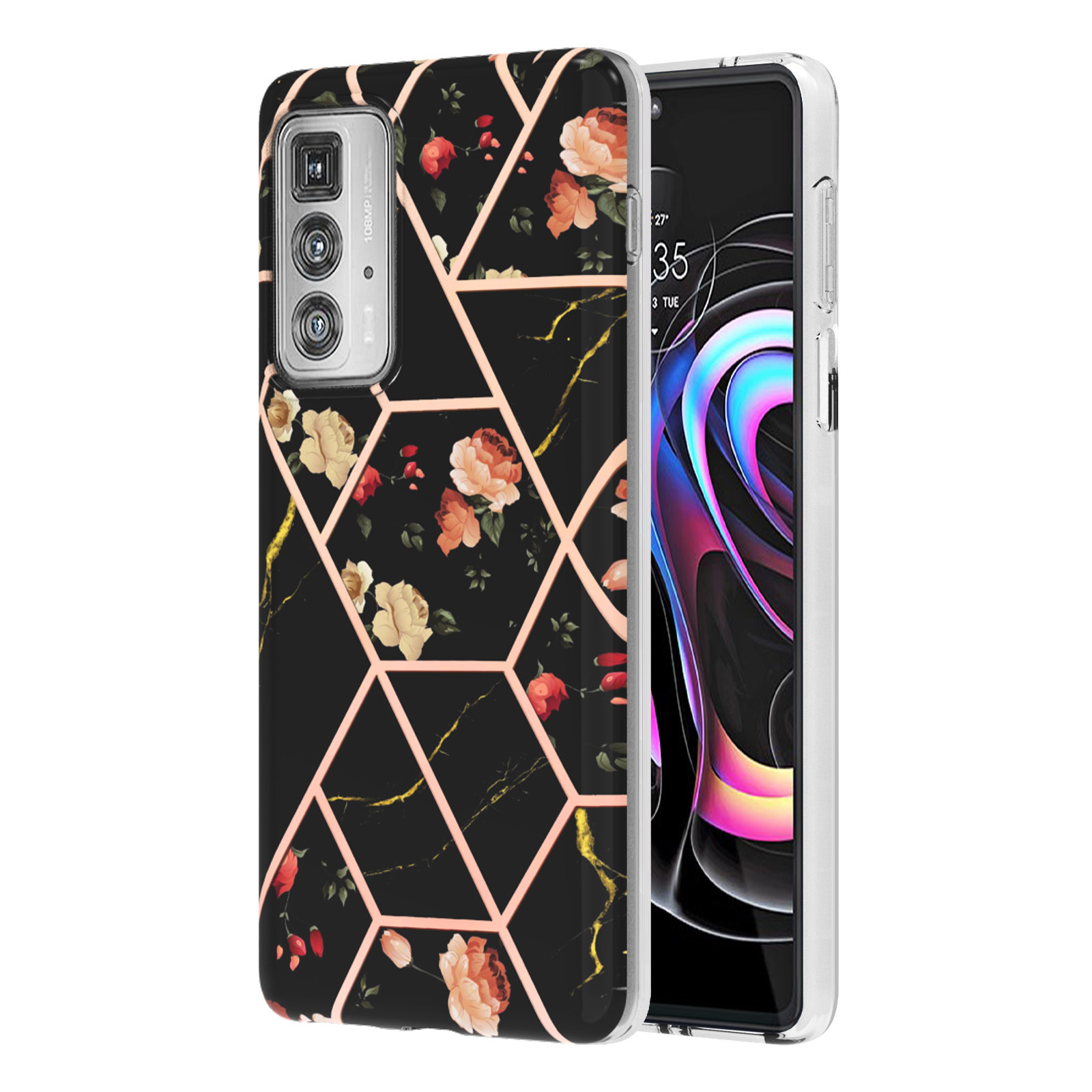 Marble Design Electroplating Edges IMD Smooth Flexible Protective TPU Case for Motorola Edge 20 Pro - Black Flowers
Marble Design Electroplating Edges IMD Smooth Flexible Protective TPU Case for Motorola Edge 20 Pro - Black Flowers