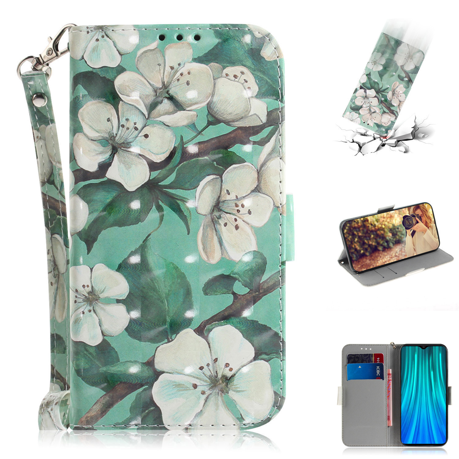 Pattern Printing Leather Wallet Protective Case with Strap for Xiaomi Redmi Note 8 Pro - Flower and Leaf, Xiaomi Xiaomi Redmi Note 8 Pro
Pattern Printing Leather Wallet Protective Case with Strap for Xiaomi Redmi Note 8 Pro - Flower and Leaf, Xiaomi Xiaomi Redmi Note 8 Pro