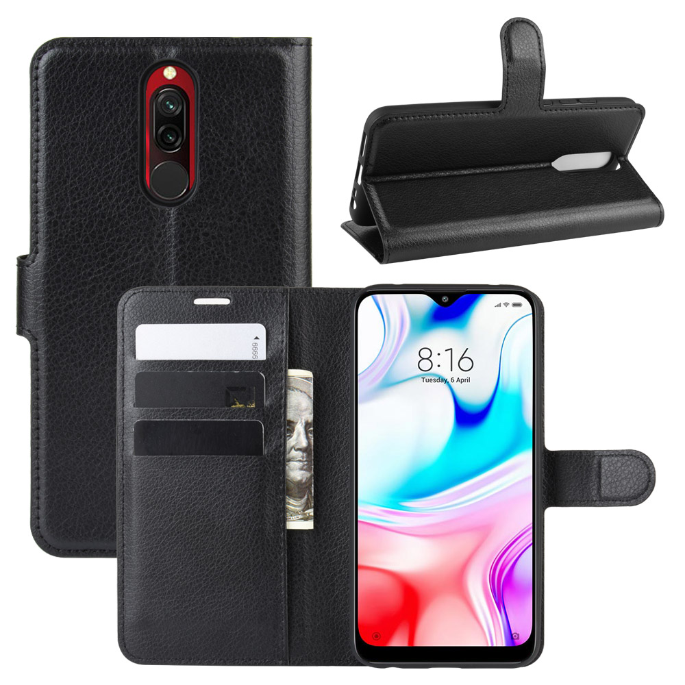 Litchi Skin Wallet Leather Cool Stand Case for Xiaomi Redmi 8 - Black, Xiaomi Redmi 8
Litchi Skin Wallet Leather Cool Stand Case for Xiaomi Redmi 8 - Black, Xiaomi Redmi 8