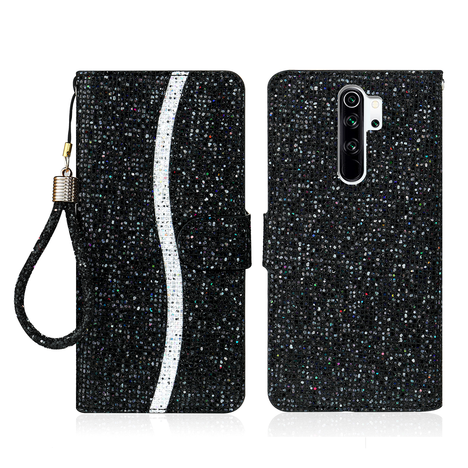Phone Cover Glittery Powder Splicing Wallet Stand Leather Case for Xiaomi Redmi Note 8 Pro - Black
Phone Cover Glittery Powder Splicing Wallet Stand Leather Case for Xiaomi Redmi Note 8 Pro - Black