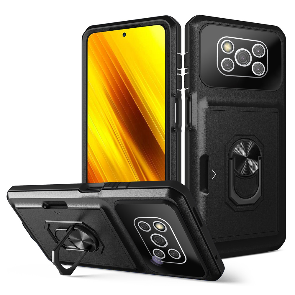 For Xiaomi Poco X3 NFC/Poco X3/X3 Pro Shockproof Phone Case TPU + PC Ring Kickstand Case with Card Holder - Black
For Xiaomi Poco X3 NFC/Poco X3/X3 Pro Shockproof Phone Case TPU + PC Ring Kickstand Case with Card Holder - Black
