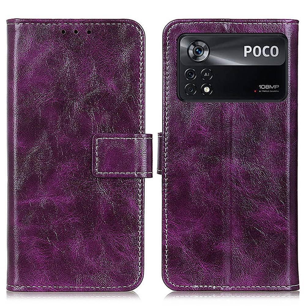 For Xiaomi Poco X4 Pro 5G Crazy Horse Texture Retro PU Leather + TPU Wallet Stand Phone Case - Purple
For Xiaomi Poco X4 Pro 5G Crazy Horse Texture Retro PU Leather + TPU Wallet Stand Phone Case - Purple