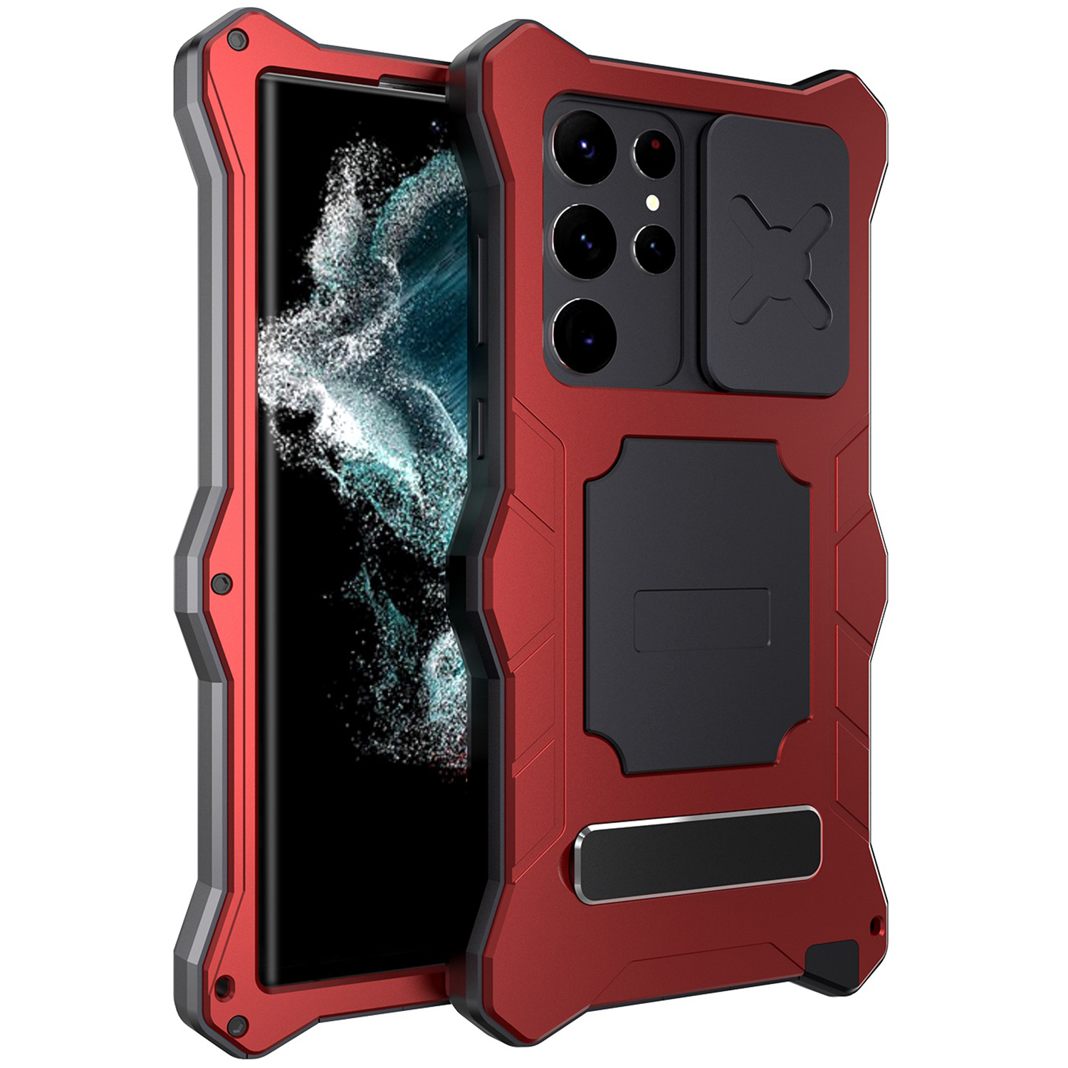 For Samsung Galaxy S22 Ultra 5G Slide Camera Cover Shockproof Dustproof Phone Case Kickstand Metal + Silicone Shell - Red, Galaxy S22 Ultra 5G
For Samsung Galaxy S22 Ultra 5G Slide Camera Cover Shockproof Dustproof Phone Case Kickstand Metal + Silicone Shell - Red, Galaxy S22 Ultra 5G