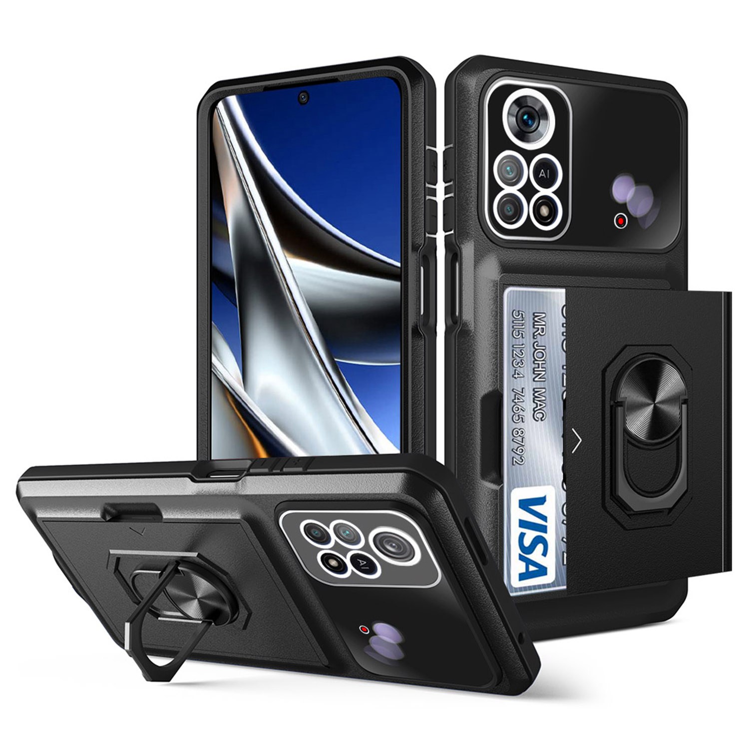 Für Xiaomi Poco X4 Pro 5G Ring Kickstand-telefonhülle Schiebkartenhalter Drop-sof-sicht TPU + Pc-mobiltelefonabdeckung - Schwarz, Xiaomi Poco X4 Pro 5G
Für Xiaomi Poco X4 Pro 5G Ring Kickstand-telefonhülle Schiebkartenhalter Drop-sof-sicht TPU + Pc-mobiltelefonabdeckung - Schwarz, Xiaomi Poco X4 Pro 5G