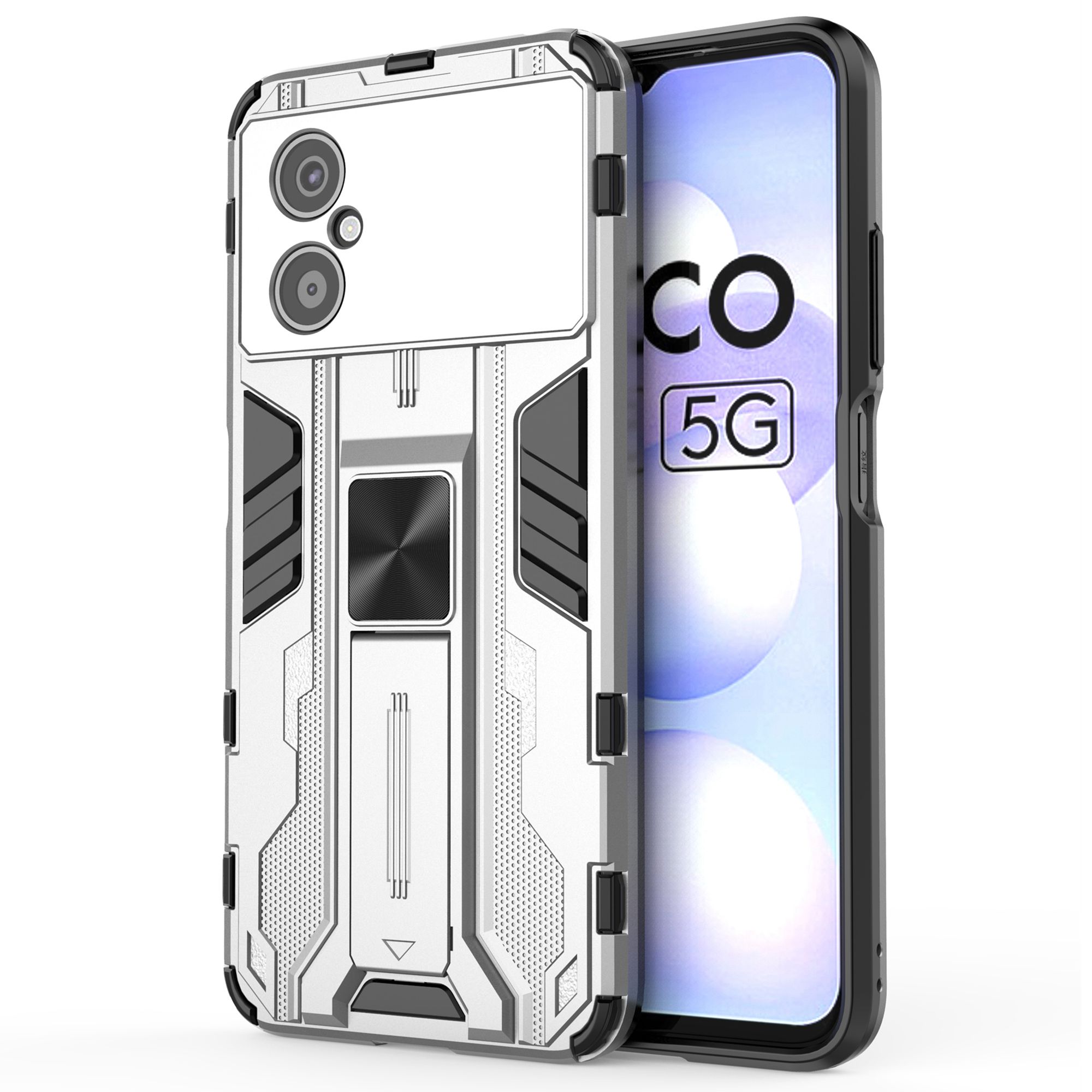 Für Xiaomi Poco M4 5G Hochleistungs-Anti-Verschleiß-Hart-PC Weiches TPU Robustes Hybrid-Gehäuse Kickstand-Feature Schutzschale - Silber, Xiaomi Poco M4 5G
Für Xiaomi Poco M4 5G Hochleistungs-Anti-Verschleiß-Hart-PC Weiches TPU Robustes Hybrid-Gehäuse Kickstand-Feature Schutzschale - Silber, Xiaomi Poco M4 5G