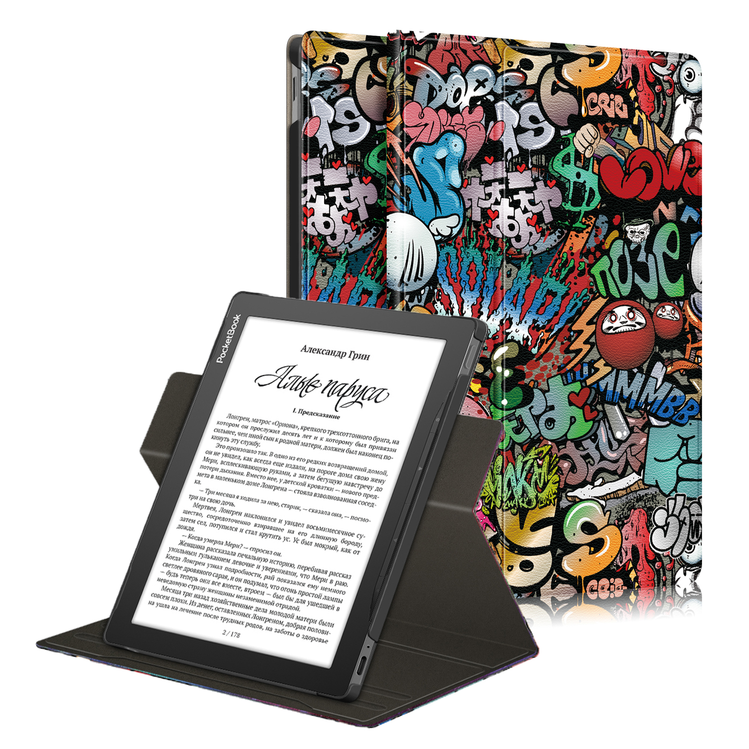 Pattern Printing Rotary Stand Design PU Leather Case Cover with Auto Wake/Sleep for PocketBook InkPad Lite PB970 - Graffiti
Pattern Printing Rotary Stand Design PU Leather Case Cover with Auto Wake/Sleep for PocketBook InkPad Lite PB970 - Graffiti