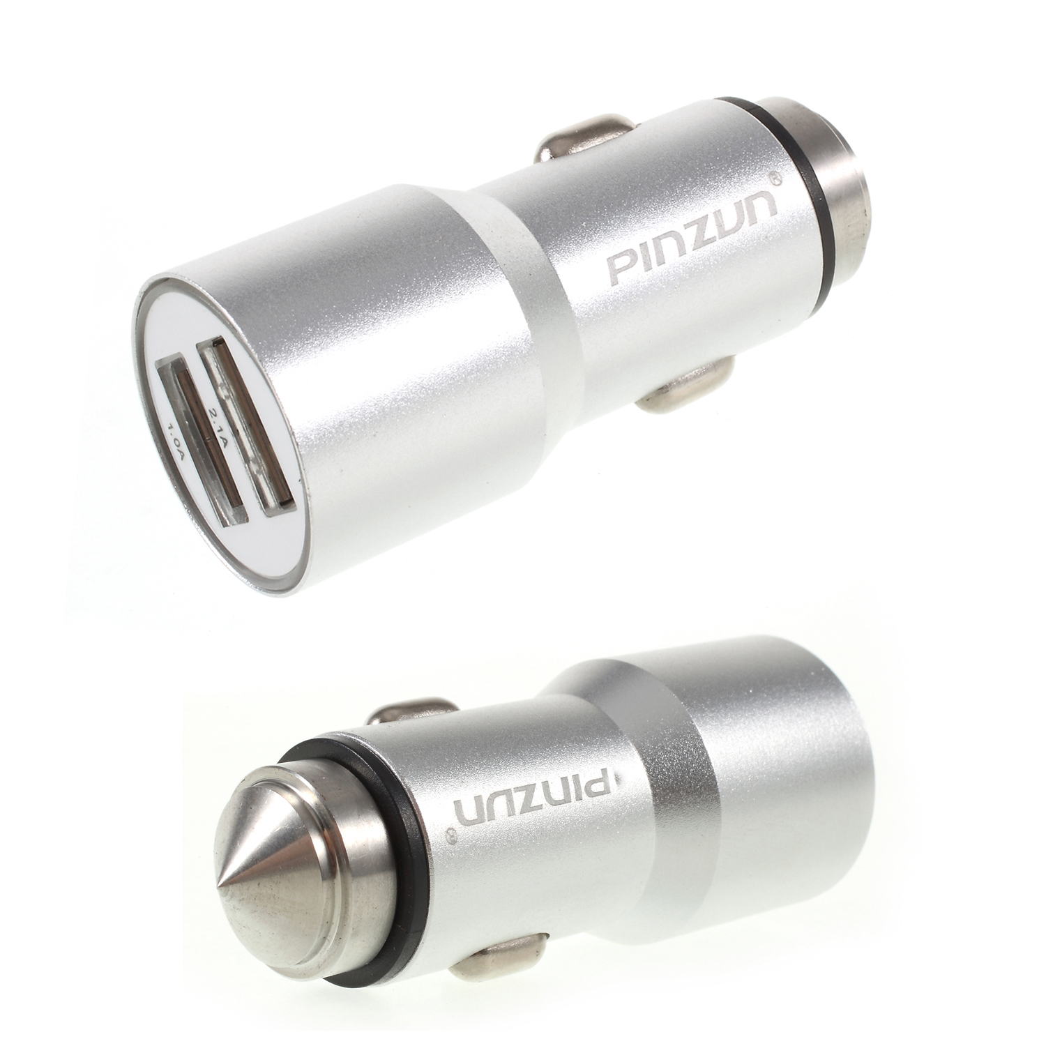 PINZUN CC-011 Dual USB Smart Car Charger with Safety Hammer - Silver, iPhone 12 mini
PINZUN CC-011 Dual USB Smart Car Charger with Safety Hammer - Silver, iPhone 12 mini