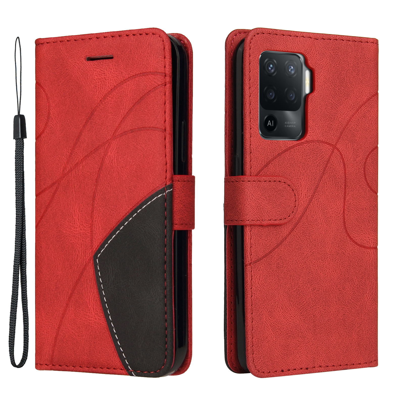 KT Leath Series-1 Bi-color Splicing Design For Oppo A94 / A94 5G / F19 Pro / A95 5G, Couverture du Boîtier de Portefeuille en Cuir pu en Cuir PU Avec Sangle de Poignet - Rouge
KT Leath Series-1 Bi-color Splicing Design For Oppo A94 / A94 5G / F19 Pro / A95 5G, Couverture du Boîtier de Portefeuille en Cuir pu en Cuir PU Avec Sangle de Poignet - Rouge