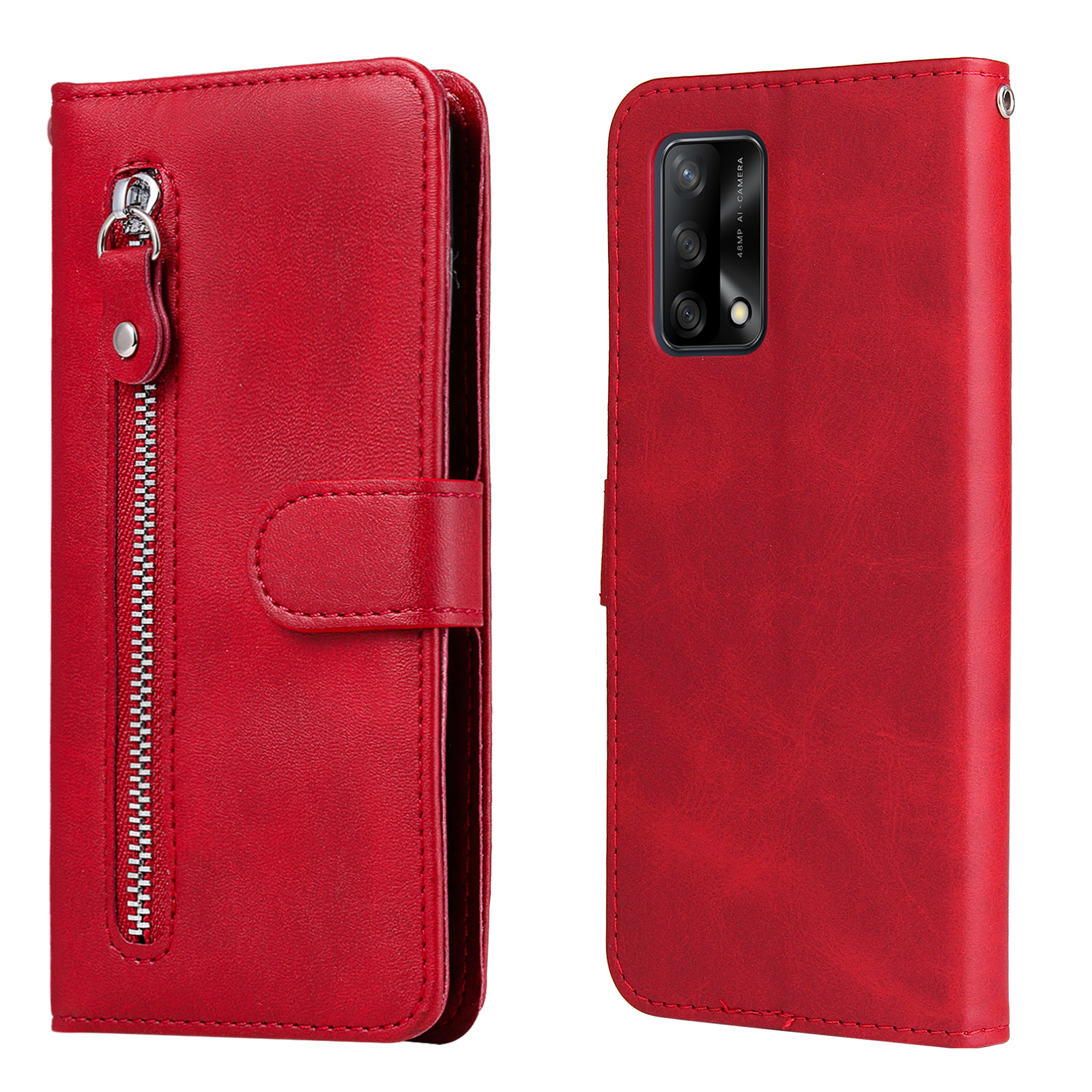 Fashionable Flip Phone Case Zipper Pocket Design Wallet PU Leather Phone Cover for Oppo F19 / A74 4G - Red
Fashionable Flip Phone Case Zipper Pocket Design Wallet PU Leather Phone Cover for Oppo F19 / A74 4G - Red