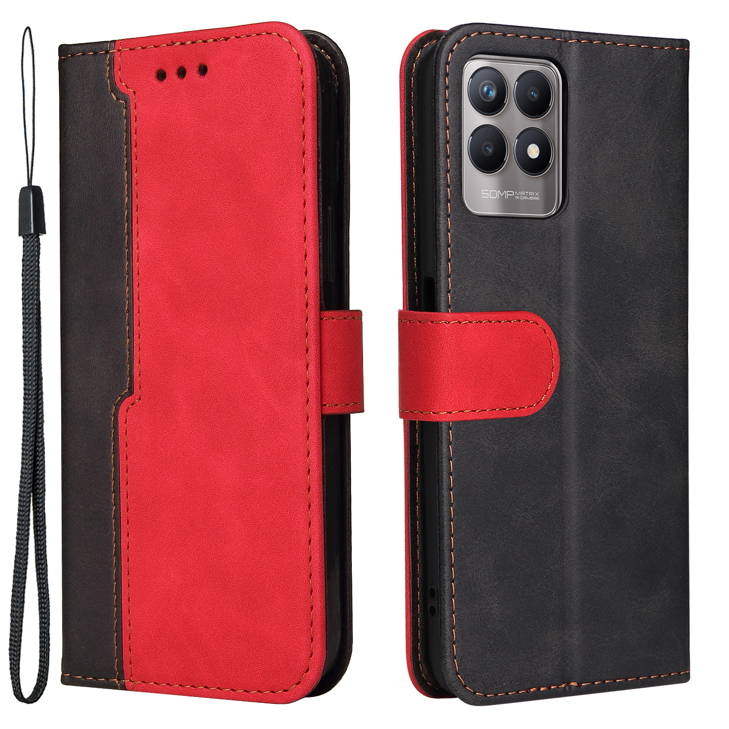 Allround Protection Business Style Style Spleißen Dual-color Anti-fall-ständer Brieftasche Design Telefonschale Für Realme 8i/Narzo 50 4g - Rot, Realme 8i
Allround Protection Business Style Style Spleißen Dual-color Anti-fall-ständer Brieftasche Design Telefonschale Für Realme 8i/Narzo 50 4g - Rot, Realme 8i