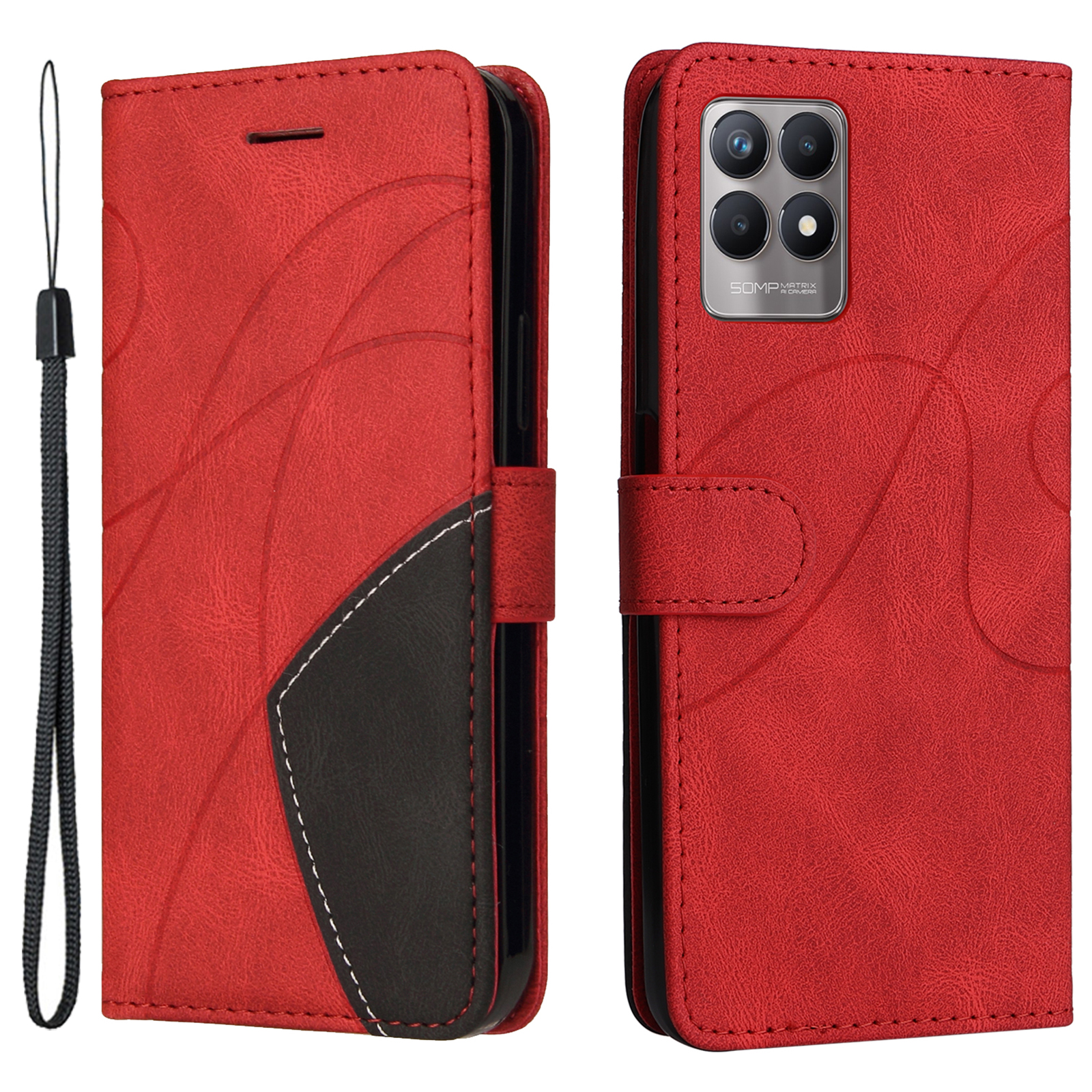 Für Realme 8i/Narzo 50 4G KT Leder Serie-1 Dual-color-spleißen Kratzfestes Stilvolles Handgelenksgurt PU Leder Brieftaschenhülle Hülle Mit Ständer - Rot, Realme 8i
Für Realme 8i/Narzo 50 4G KT Leder Serie-1 Dual-color-spleißen Kratzfestes Stilvolles Handgelenksgurt PU Leder Brieftaschenhülle Hülle Mit Ständer - Rot, Realme 8i