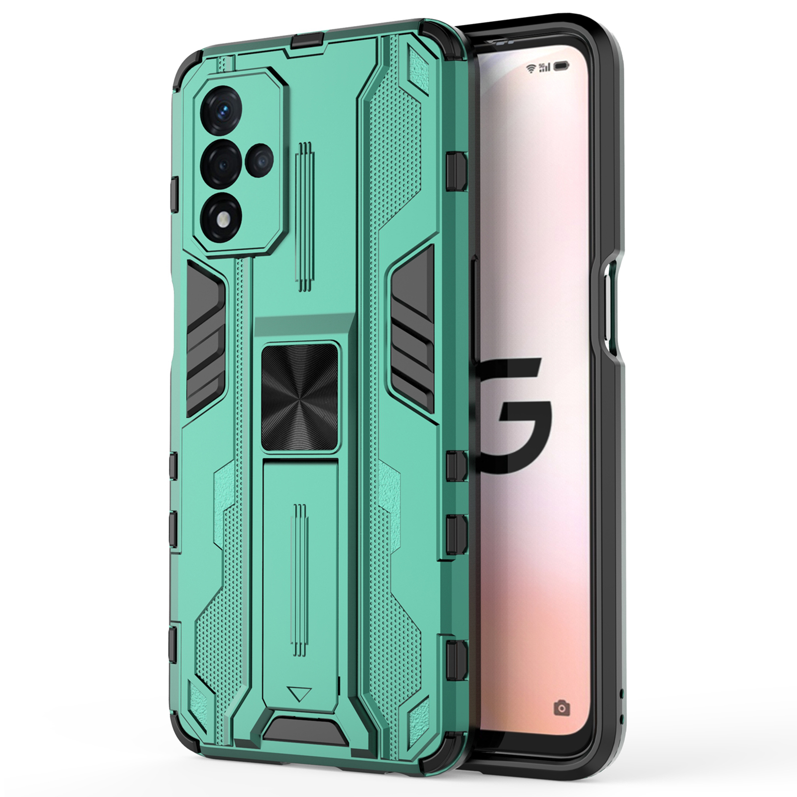 Kickstandhalter TPU+PC -stoßdämpfung Doppelschutzabdeckung Für Oppo A93s 5G - Grün, Oppo A93s 5G 
Kickstandhalter TPU+PC -stoßdämpfung Doppelschutzabdeckung Für Oppo A93s 5G - Grün, Oppo A93s 5G