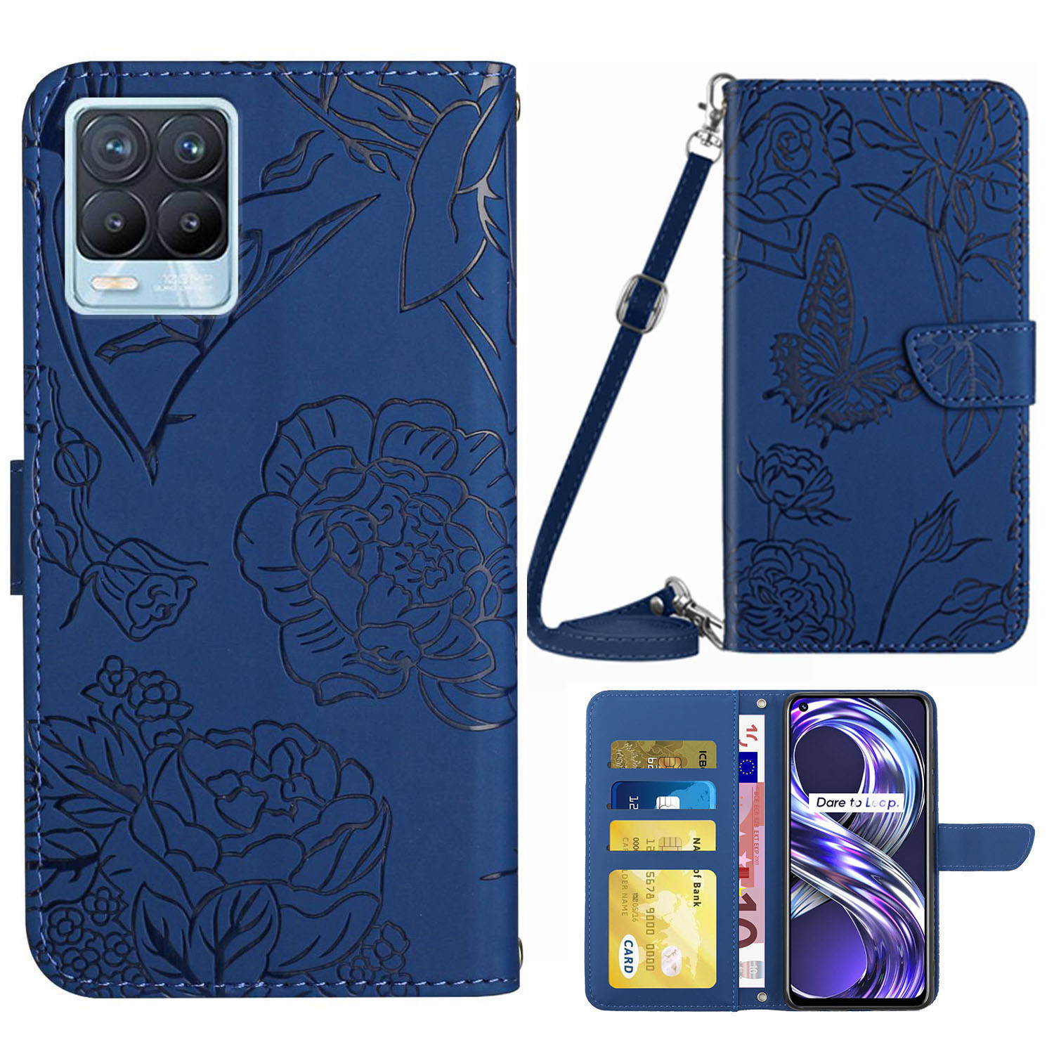 Für Realme 8/8 Pro -drucken Schmetterlingsblumenmuster Brieftasche PU Leder -schultergurt Ständer Flip Cover - Blau, Realme 8
Für Realme 8/8 Pro -drucken Schmetterlingsblumenmuster Brieftasche PU Leder -schultergurt Ständer Flip Cover - Blau, Realme 8