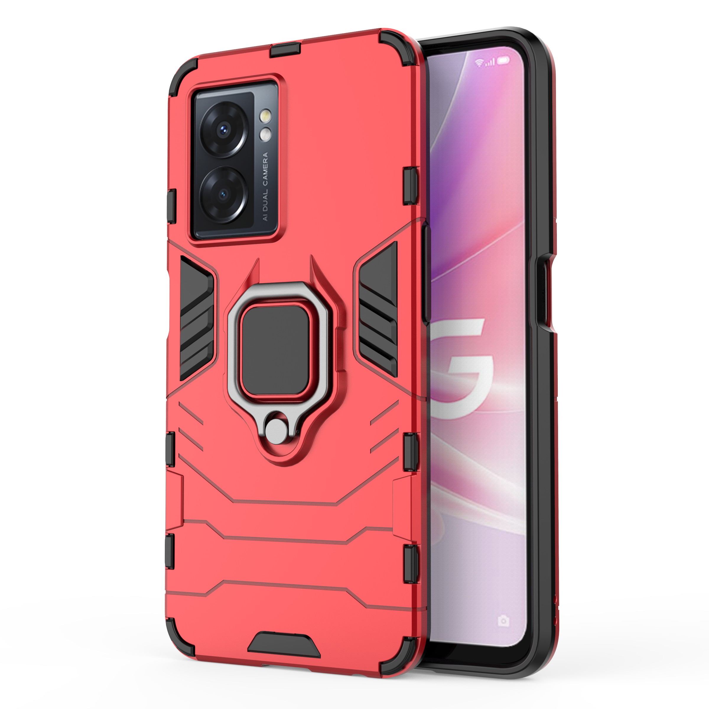 Für Oppo A57 (2022) 5G / A77 5G Ring Kickstand Rugged Phone Cover Wear-resistant Hard PC Soft TPU Frame Protective Case - Rot, Oppo A57 (2022) 5G
Für Oppo A57 (2022) 5G / A77 5G Ring Kickstand Rugged Phone Cover Wear-resistant Hard PC Soft TPU Frame Protective Case - Rot, Oppo A57 (2022) 5G