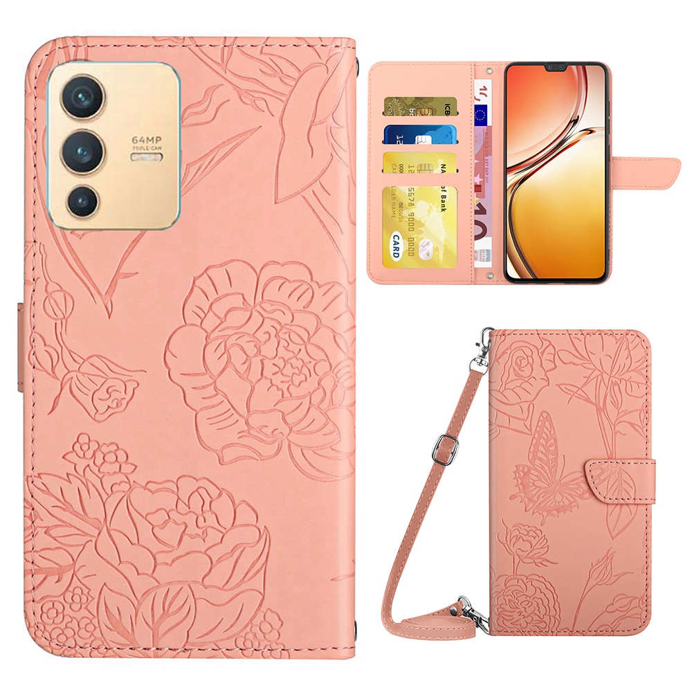 Haut-touch-pu-ledertasche Für Vivo V23 5g, Stand Wallet Butterfly Blumen Eindruck Telefonabdeckung Mit Schultergurt - Rosa, vivo V23 5G
Haut-touch-pu-ledertasche Für Vivo V23 5g, Stand Wallet Butterfly Blumen Eindruck Telefonabdeckung Mit Schultergurt - Rosa, vivo V23 5G