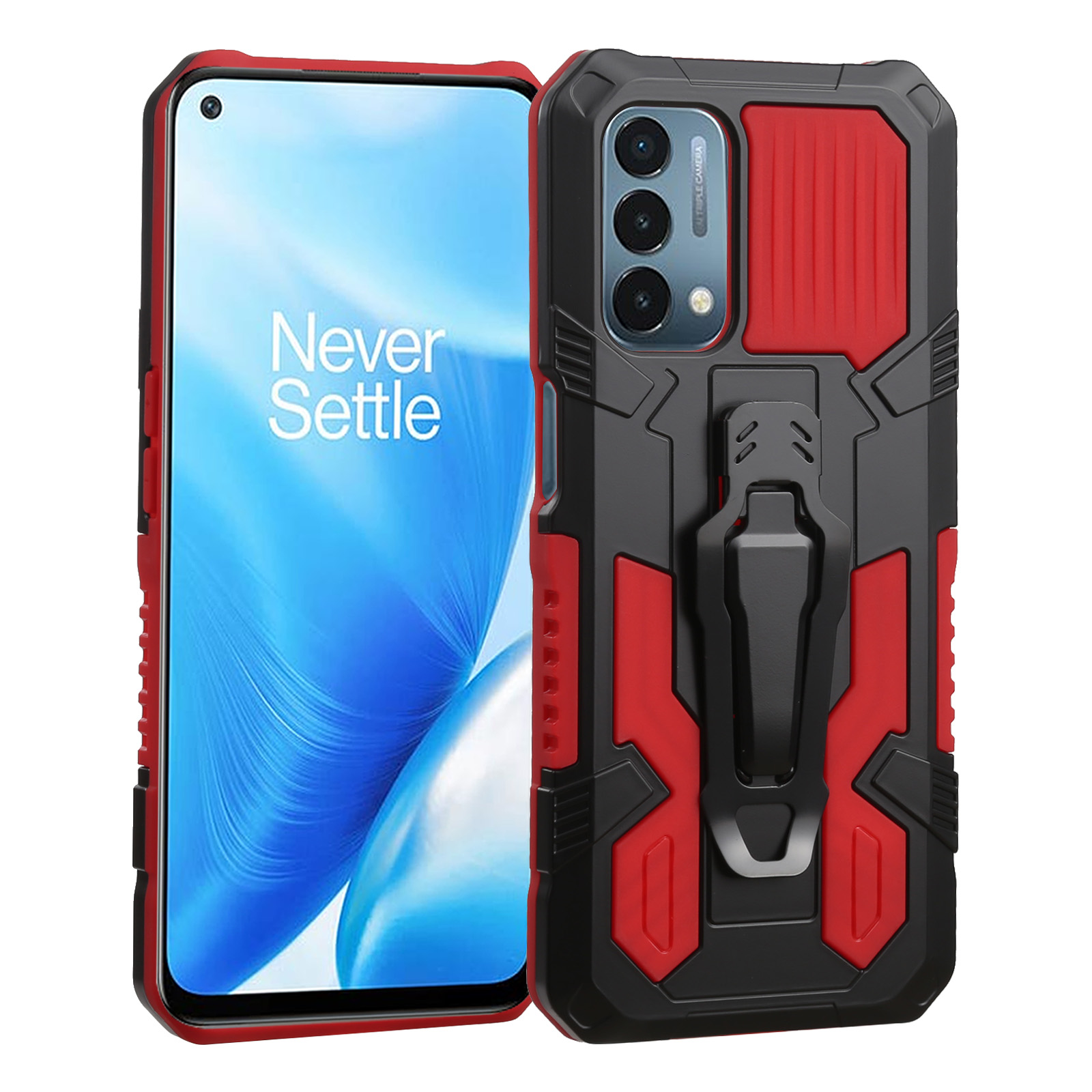 Back Clip Kickstand Design PC + TPU + Metall Hybrid Phone Case Protector Für OnePlus Nord N200 5G - Rot, OnePlus Nord N200 5G
Back Clip Kickstand Design PC + TPU + Metall Hybrid Phone Case Protector Für OnePlus Nord N200 5G - Rot, OnePlus Nord N200 5G