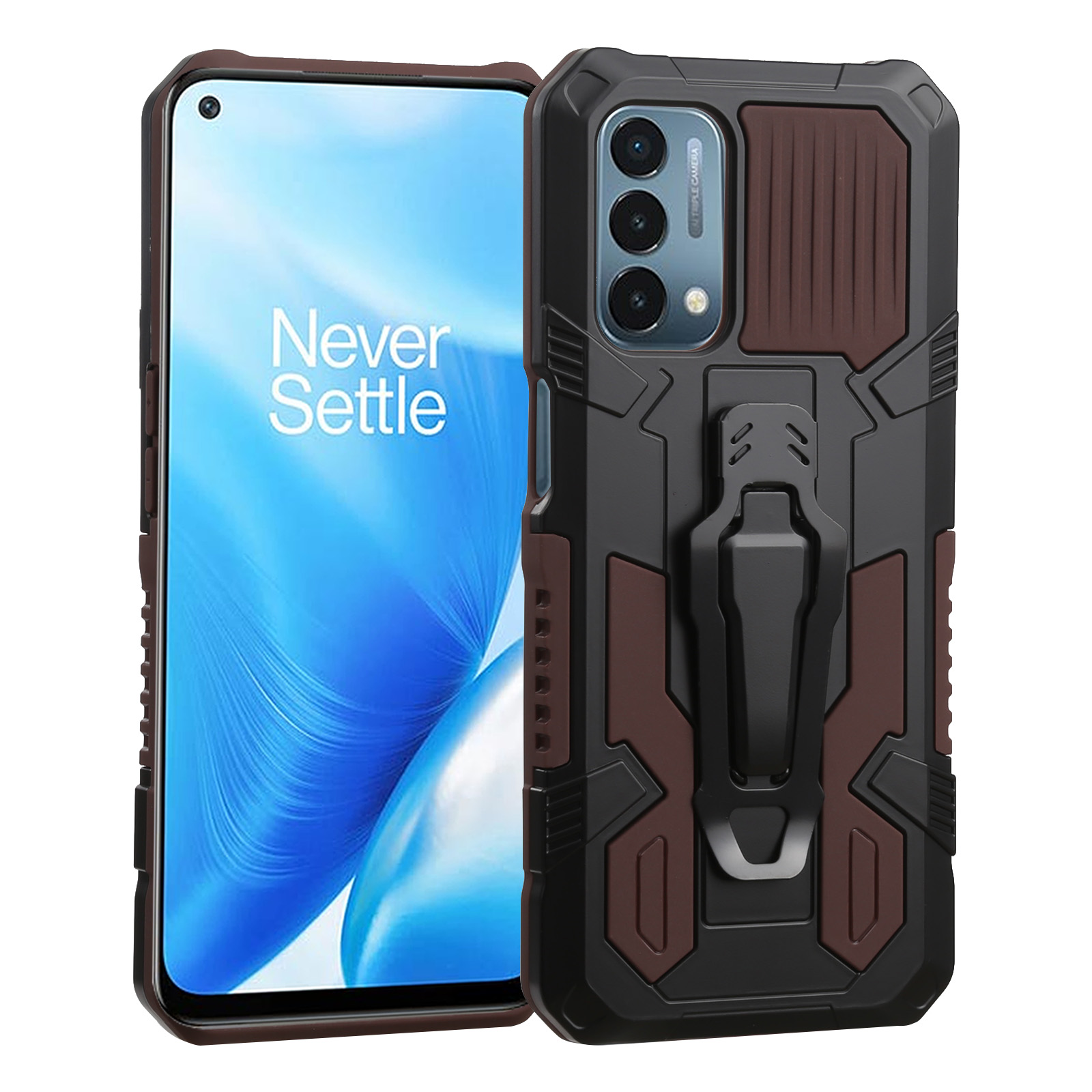 Back Clip Kickstand Design PC + TPU + Metal Hybrid Phone Case Protector for OnePlus Nord N200 5G - Coffee, OnePlus OnePlus Nord N200 5G
Back Clip Kickstand Design PC + TPU + Metal Hybrid Phone Case Protector for OnePlus Nord N200 5G - Coffee, OnePlus OnePlus Nord N200 5G