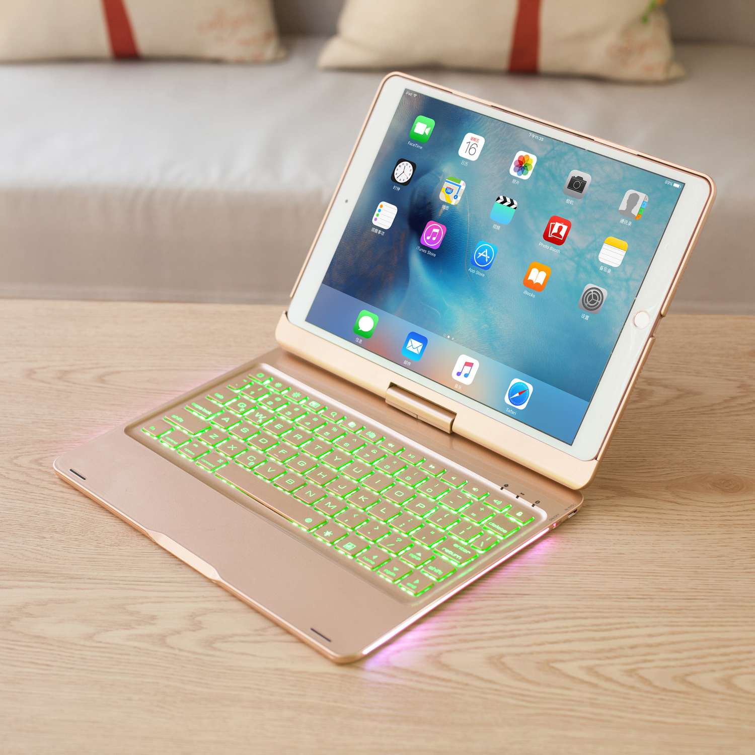 F360S Aluminum Alloy 7-color Backlight 360 Degree Rotation Bluetooth Keyboard for iPad Pro 10.5-inch (2017) - Gold, iPad
F360S Aluminum Alloy 7-color Backlight 360 Degree Rotation Bluetooth Keyboard for iPad Pro 10.5-inch (2017) - Gold, iPad