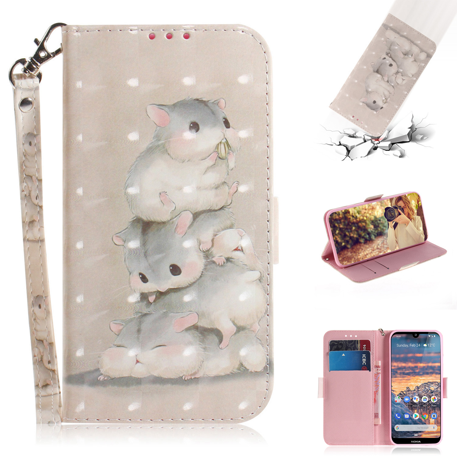 Motif Imprimement Light Spot Décor Coque de Protection en Cuir Pour Nokia 4.2 - Motif de Souris, Nokia 4.2
Motif Imprimement Light Spot Décor Coque de Protection en Cuir Pour Nokia 4.2 - Motif de Souris, Nokia 4.2