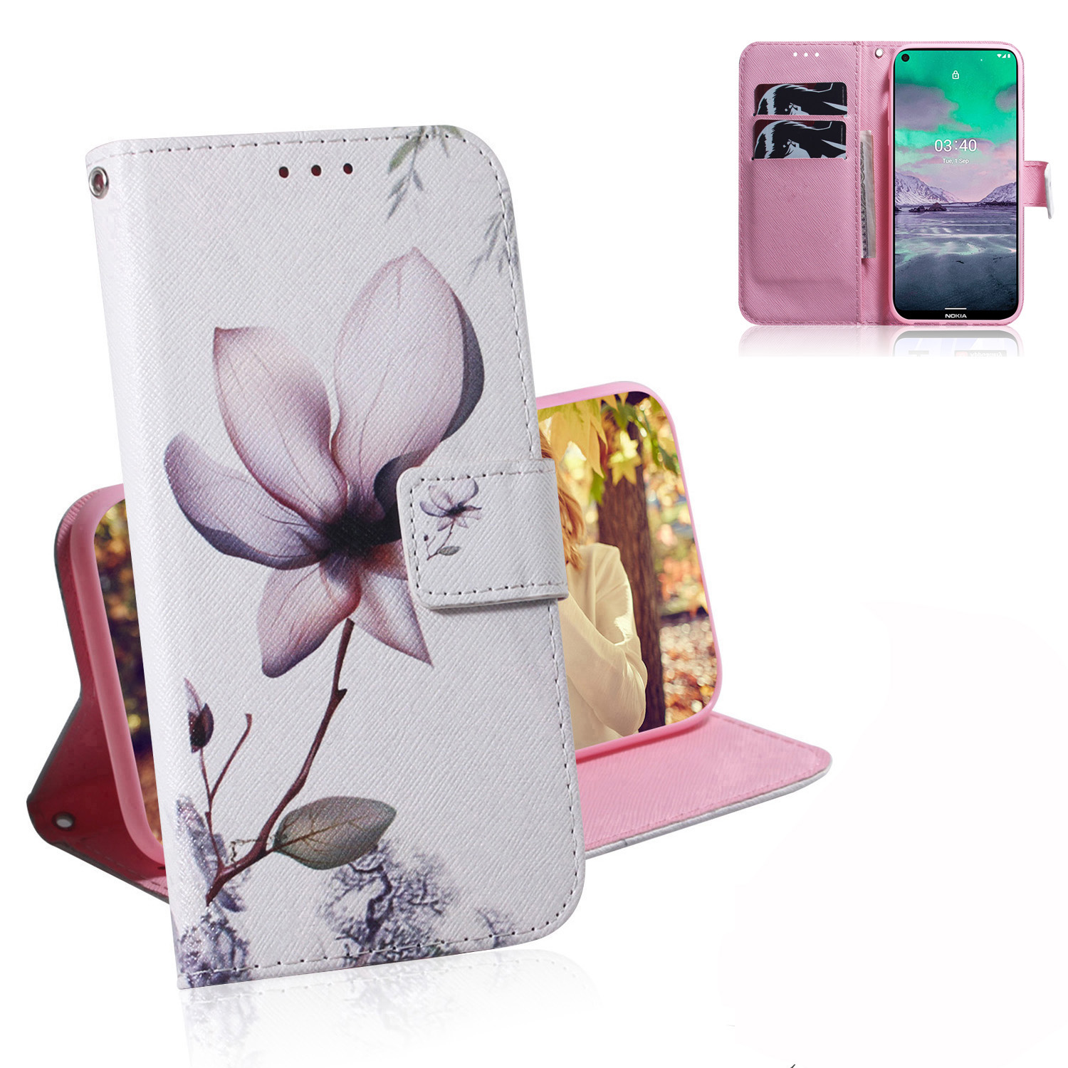 Motif Imprimerie PU en Cuir Portefeuille Couverture de Support Pour Nokia 3.4 - Fleur Vive, Nokia Nokia 1.3
Motif Imprimerie PU en Cuir Portefeuille Couverture de Support Pour Nokia 3.4 - Fleur Vive, Nokia Nokia 1.3