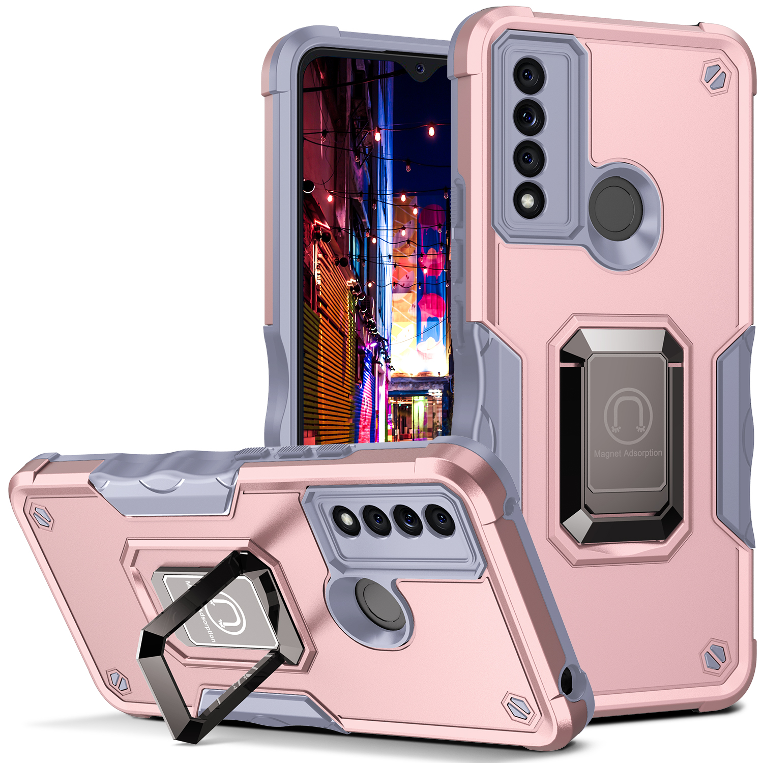 Ring Kickstand Drop-Proof Anti-Scratch Hybrid Hard PC + Weiche TPU-Mobiltelefongehäuse-Hülle Für TCL 20 XE - Rosengold., TCL 20 XE
Ring Kickstand Drop-Proof Anti-Scratch Hybrid Hard PC + Weiche TPU-Mobiltelefongehäuse-Hülle Für TCL 20 XE - Rosengold., TCL 20 XE