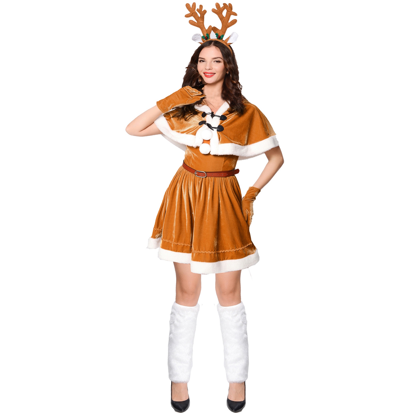 Christmas Cloak Reindeer Headwear Dress Skirt Soft Velvet Cape Xmas Costume for Women - Yellow
Christmas Cloak Reindeer Headwear Dress Skirt Soft Velvet Cape Xmas Costume for Women - Yellow