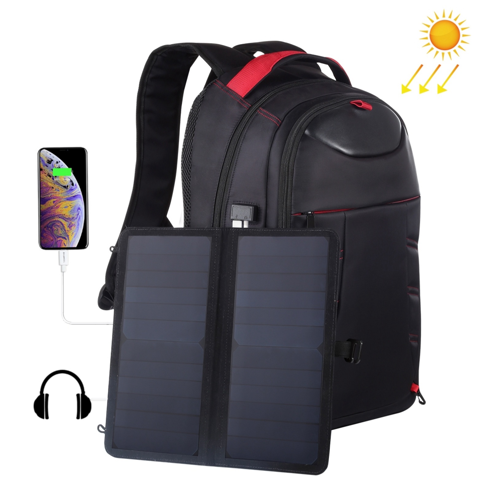 HAWEEL HWL2121B 14W Outdoor Solar Powered Backpack Breathable Lightweight Dual Shoulder Bag with Charging and Headset Port
HAWEEL HWL2121B 14W Outdoor Solar Powered Backpack Breathable Lightweight Dual Shoulder Bag with Charging and Headset Port