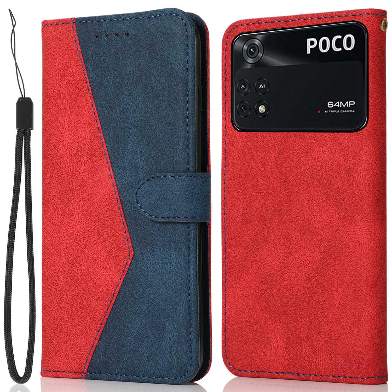 Für Xiaomi Poco M4 Pro 4G Farbspleißen Telefon Vollschützer Abdeckung Flip Stand Wallet PU Lederhülle Mit Handgelenkriemen - Rot / Blau, Xiaomi Poco M4 Pro 4G
Für Xiaomi Poco M4 Pro 4G Farbspleißen Telefon Vollschützer Abdeckung Flip Stand Wallet PU Lederhülle Mit Handgelenkriemen - Rot / Blau, Xiaomi Poco M4 Pro 4G