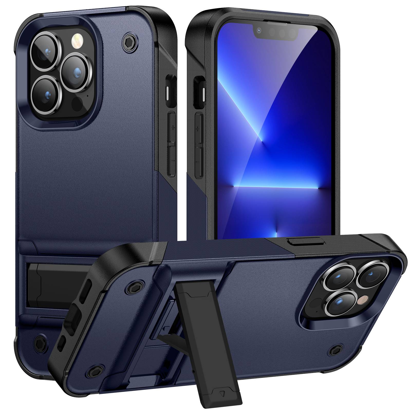 For iPhone 14 Pro Max 6.7 inch Military Grade Shock-Absorption Cover Kickstand Combo PC+TPU Back Case - Blue / Black, iPhone 14 Pro Max 6.7 inch
For iPhone 14 Pro Max 6.7 inch Military Grade Shock-Absorption Cover Kickstand Combo PC+TPU Back Case - Blue / Black, iPhone 14 Pro Max 6.7 inch
