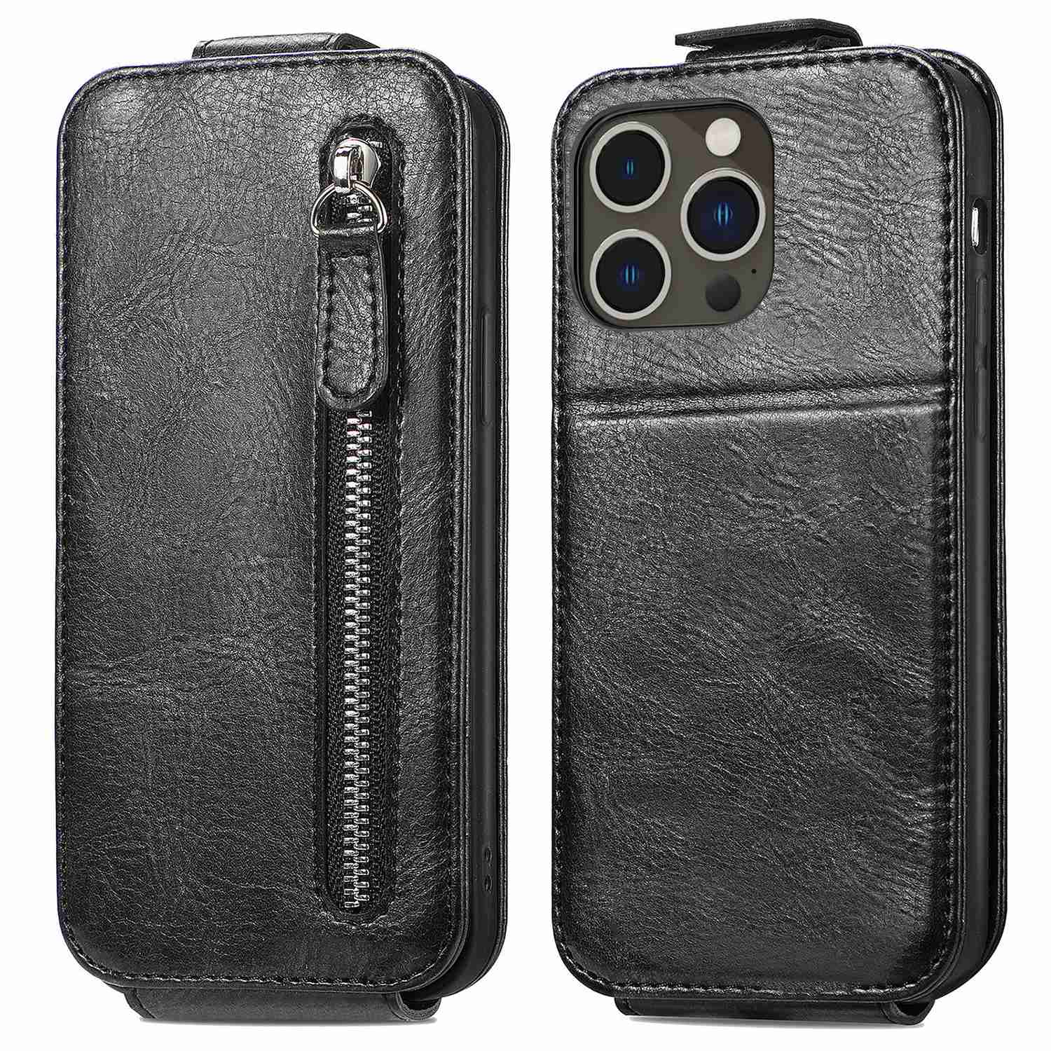 Vertical Flip Zipper Wallet Case for iPhone 14 Pro Max 6.7 inch, PU Leather Stand Phone Cover with Built-in Metal Sheet - Black, iPhone 14 Pro Max
Vertical Flip Zipper Wallet Case for iPhone 14 Pro Max 6.7 inch, PU Leather Stand Phone Cover with Built-in Metal Sheet - Black, iPhone 14 Pro Max