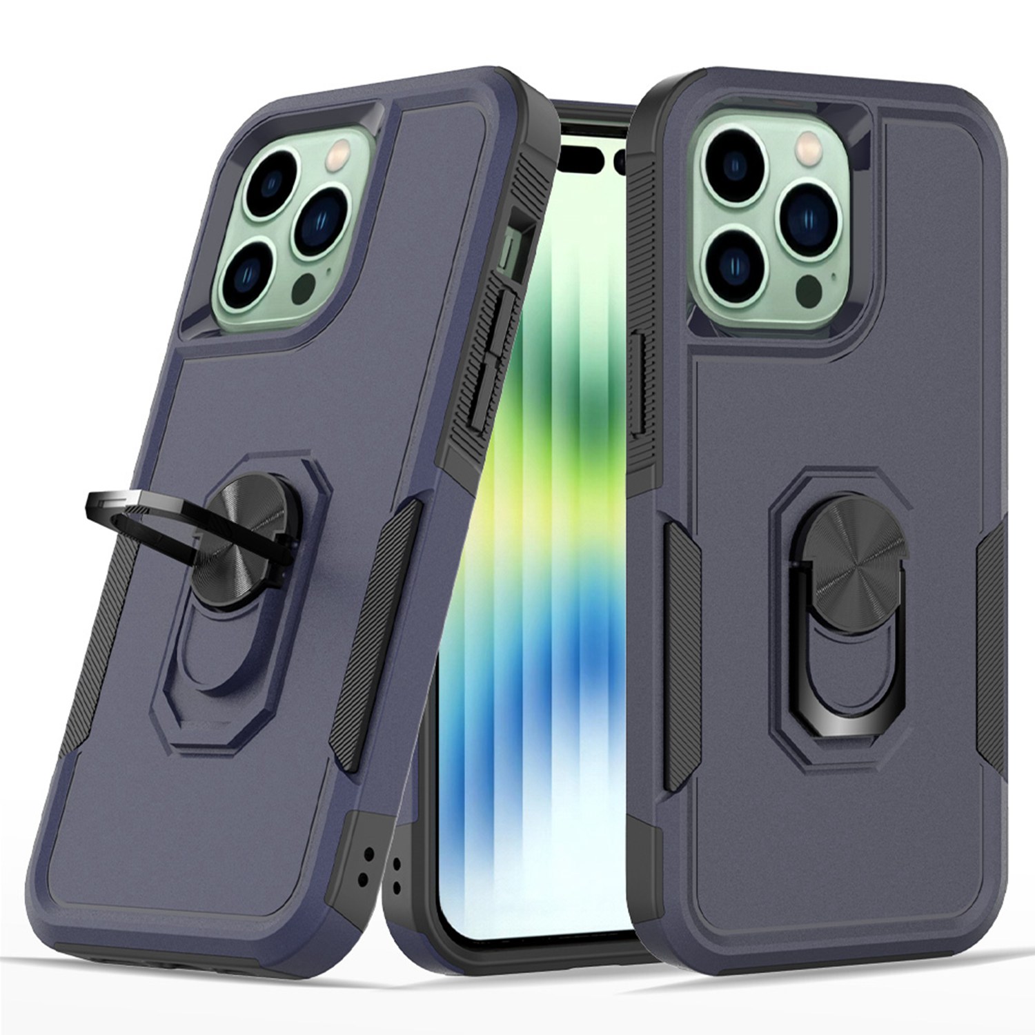 For iPhone 14 Pro Max 6.7 inch Ring Kickstand Phone Cover Shockproof PC + TPU Hybrid Case - Dark Blue, iPhone 14 Pro Max
For iPhone 14 Pro Max 6.7 inch Ring Kickstand Phone Cover Shockproof PC + TPU Hybrid Case - Dark Blue, iPhone 14 Pro Max