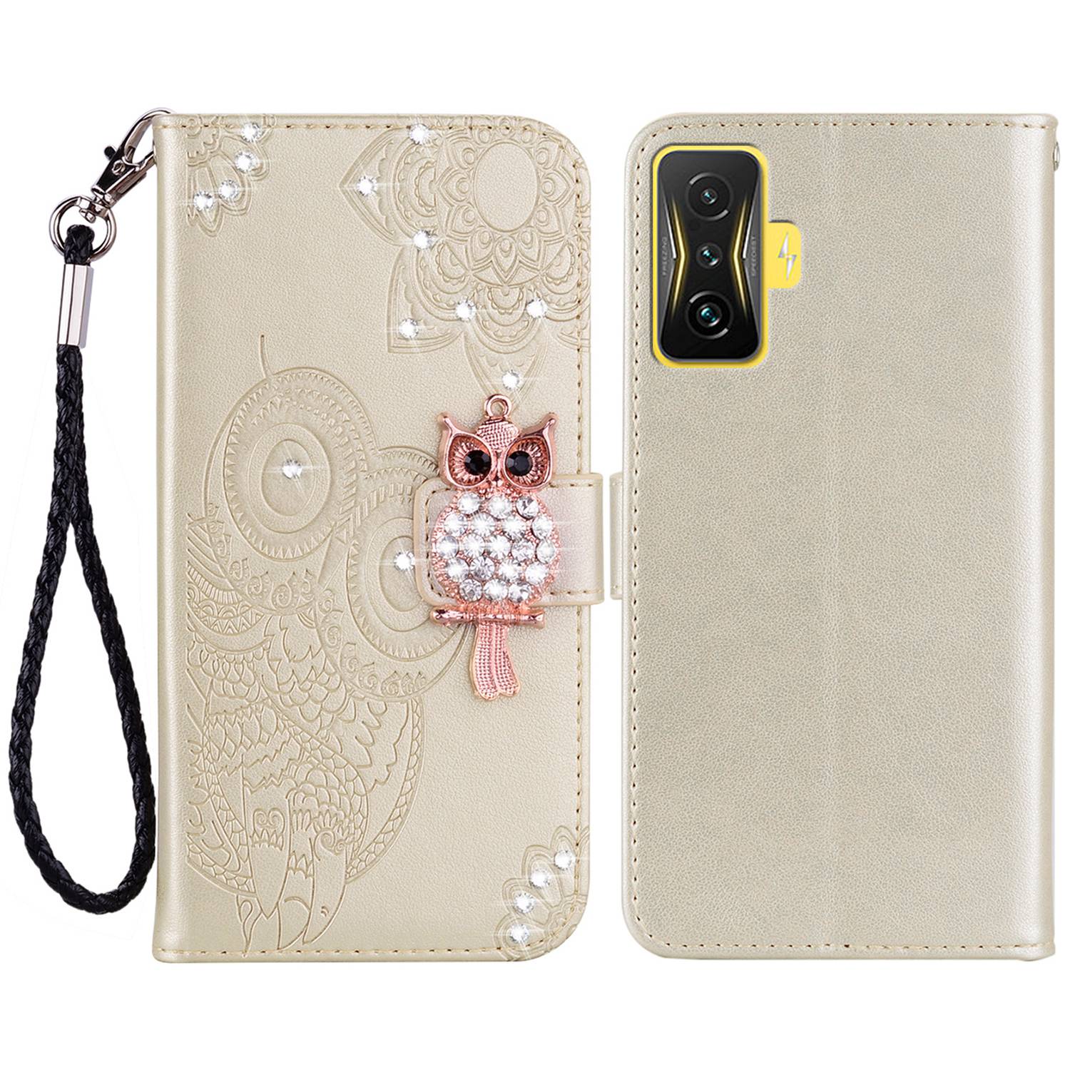 Für Xiaomi Poco F4 GT / Redmi K50 Gaming 5g Strass Dekor Wallet Stand Hülle PU Leder -sprudel Eulenblume Muster Telefonschale - Gold, Xiaomi Poco F4 GT
Für Xiaomi Poco F4 GT / Redmi K50 Gaming 5g Strass Dekor Wallet Stand Hülle PU Leder -sprudel Eulenblume Muster Telefonschale - Gold, Xiaomi Poco F4 GT