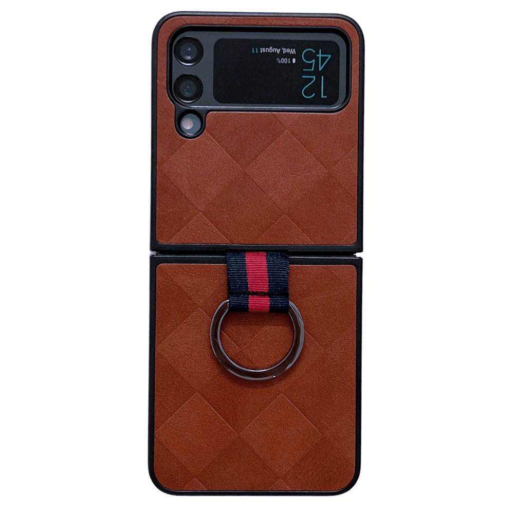 For Samsung Galaxy Z Flip4 5G PU Leather Coated PC Case Grid Texture Finger Ring Phone Protective Cover - Brown, Galaxy Z Flip4 5G
For Samsung Galaxy Z Flip4 5G PU Leather Coated PC Case Grid Texture Finger Ring Phone Protective Cover - Brown, Galaxy Z Flip4 5G