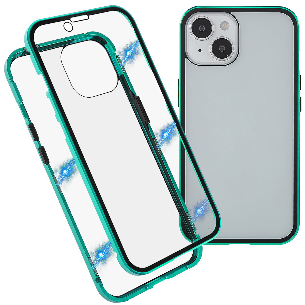 For iPhone 14 6.1 inch Full Body Protection Anti-fall Metal Bumper + Double-sided Tempered Glass Magnetic Shell Phone Cover - Green, iPhone 14
For iPhone 14 6.1 inch Full Body Protection Anti-fall Metal Bumper + Double-sided Tempered Glass Magnetic Shell Phone Cover - Green, iPhone 14