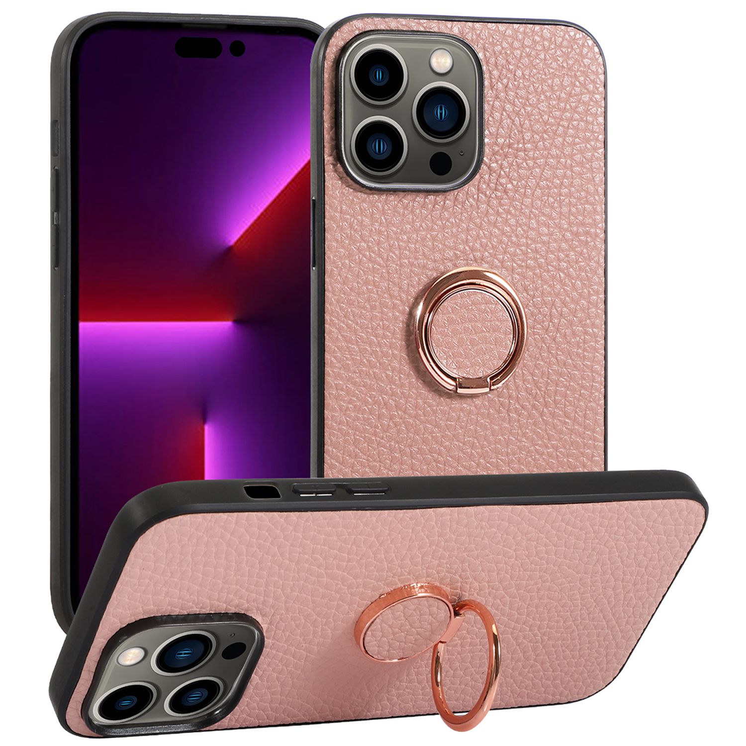 For iPhone 14 Pro Max 6.7 inch Ultra Slim Phone Case Litchi Texture Metal Ring Holder Kickstand Wear-resistant Cell Phone Back Cover - Pink, iPhone 14 Pro Max
For iPhone 14 Pro Max 6.7 inch Ultra Slim Phone Case Litchi Texture Metal Ring Holder Kickstand Wear-resistant Cell Phone Back Cover - Pink, iPhone 14 Pro Max