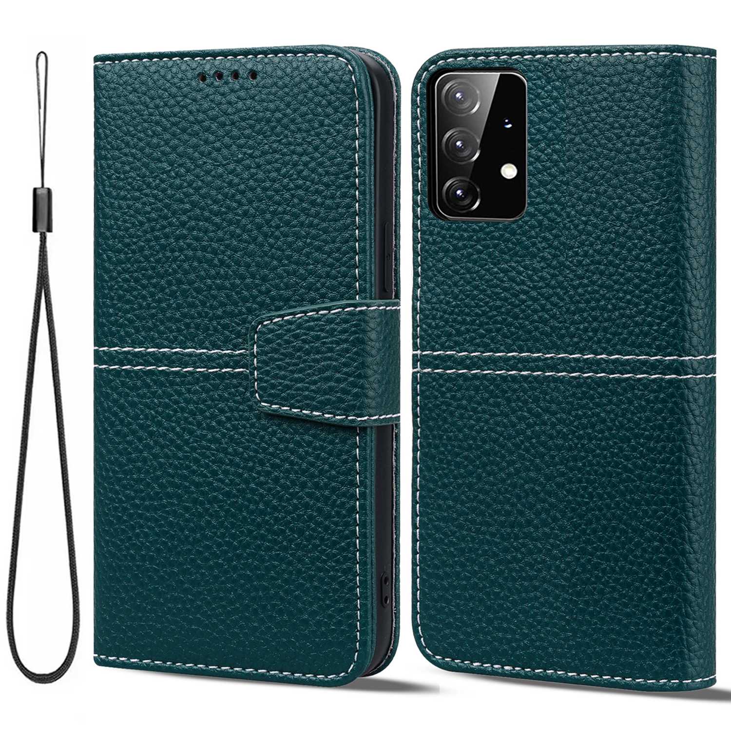 For Samsung Galaxy A53 5G Flip Phone Wallet Case Litchi Texture PU Leather Full Protection Mobile Phone Stand Cover with Strap - Green, Samsung Galaxy A53 5G
For Samsung Galaxy A53 5G Flip Phone Wallet Case Litchi Texture PU Leather Full Protection Mobile Phone Stand Cover with Strap - Green, Samsung Galaxy A53 5G