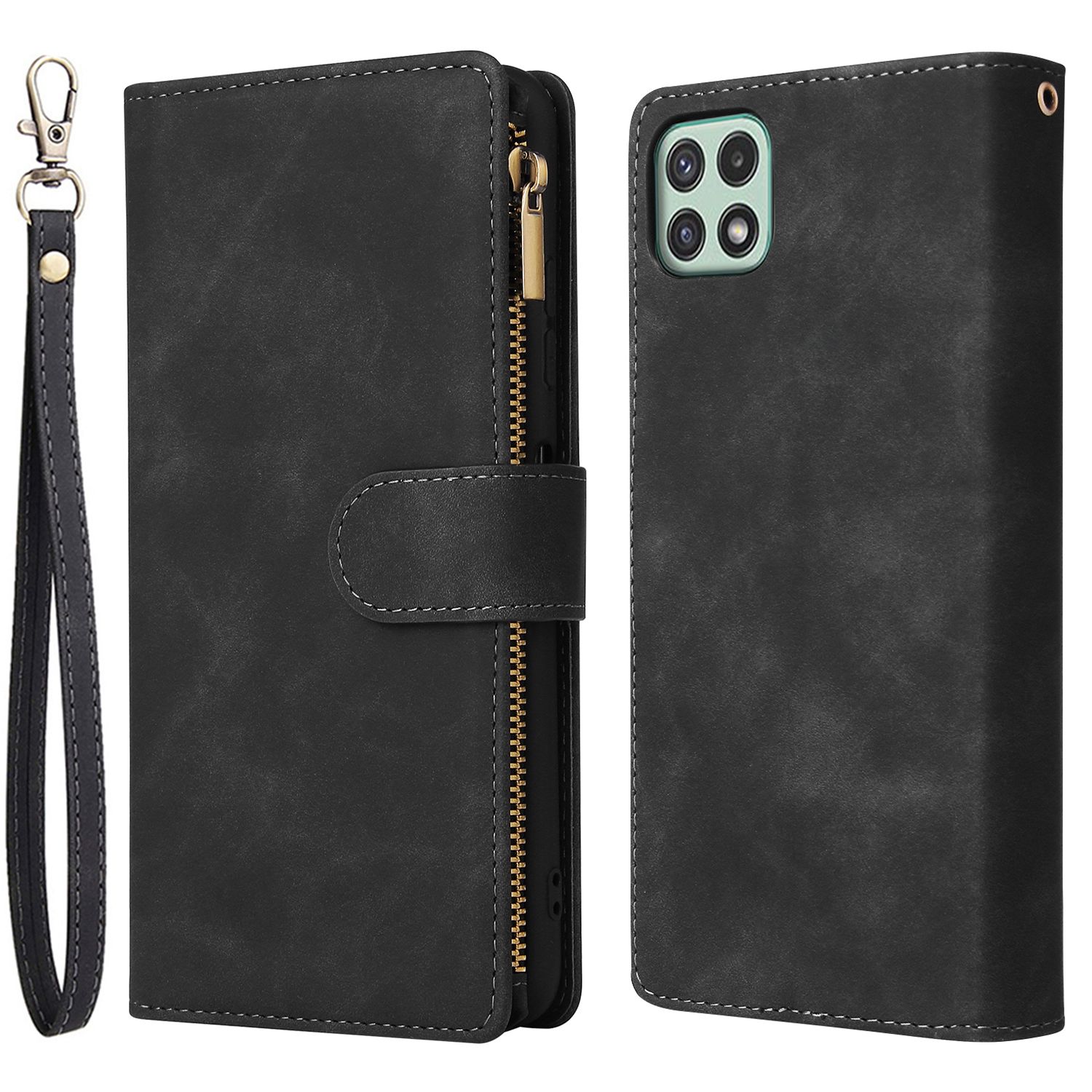 For Samsung Galaxy A22 5G (EU Version) Multiple Card Slots Leather Phone Case Wallet Stand Magnetic Clasp Cover with Zipper Pocket - Black, Galaxy A22 5G (EU Version)
For Samsung Galaxy A22 5G (EU Version) Multiple Card Slots Leather Phone Case Wallet Stand Magnetic Clasp Cover with Zipper Pocket - Black, Galaxy A22 5G (EU Version)