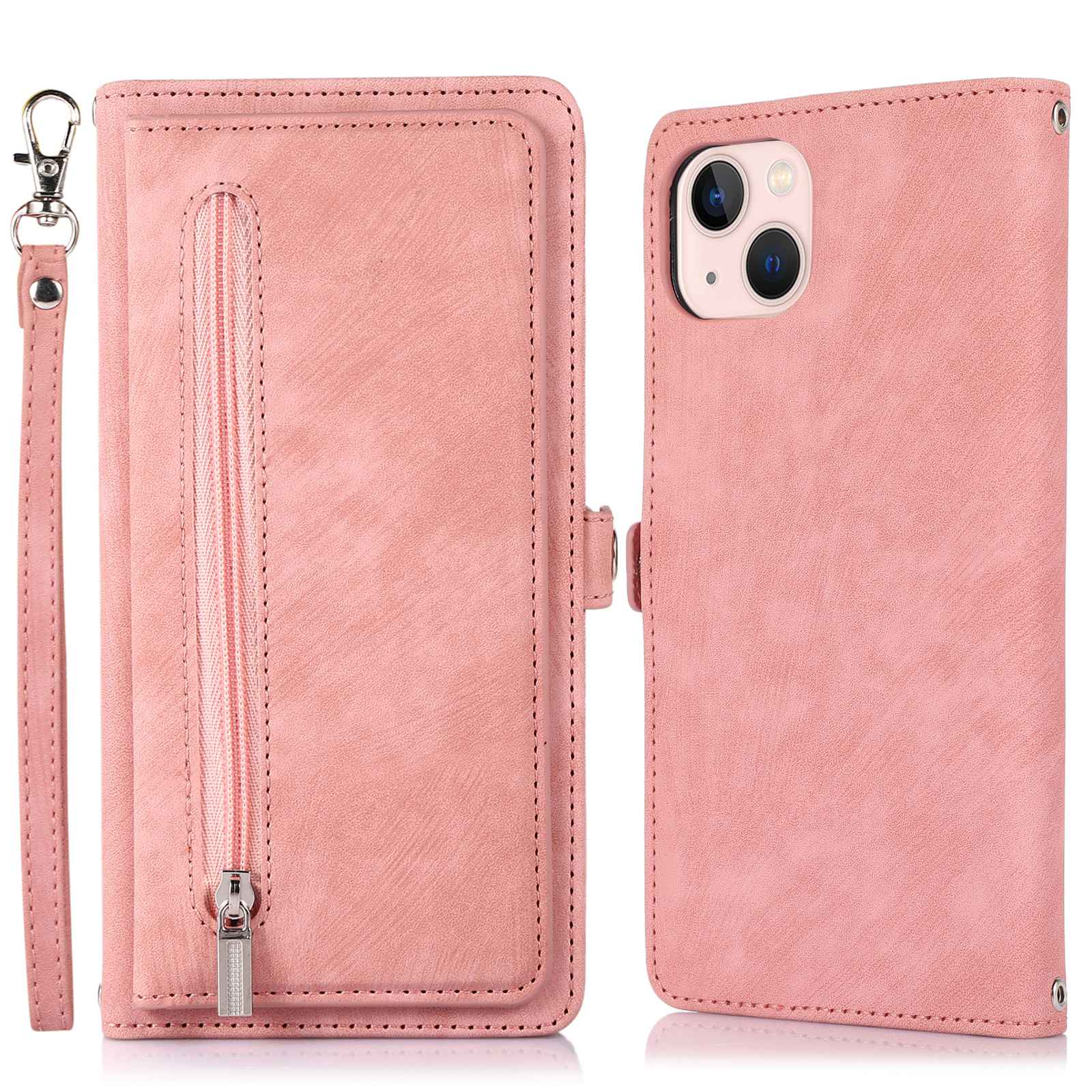 For iPhone 13 mini 5.4 inch PU Leather Wallet Case Multi-Functional 9 Card Slots Stand Protective Cover with Zipper Pocket and Wrist Strap - Rose Gold, iPhone 13 mini
For iPhone 13 mini 5.4 inch PU Leather Wallet Case Multi-Functional 9 Card Slots Stand Protective Cover with Zipper Pocket and Wrist Strap - Rose Gold, iPhone 13 mini