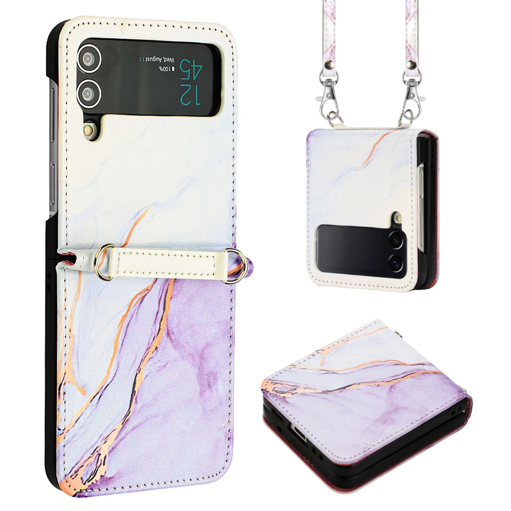 Pattern Printing Leather Series-6 Phone Case for Samsung Galaxy Z Flip4 5G Marble Pattern PU Leather Drop-proof Cover with Long Strap - White / Purple LS006, Galaxy Z Flip4 5G
Pattern Printing Leather Series-6 Phone Case for Samsung Galaxy Z Flip4 5G Marble Pattern PU Leather Drop-proof Cover with Long Strap - White / Purple LS006, Galaxy Z Flip4 5G