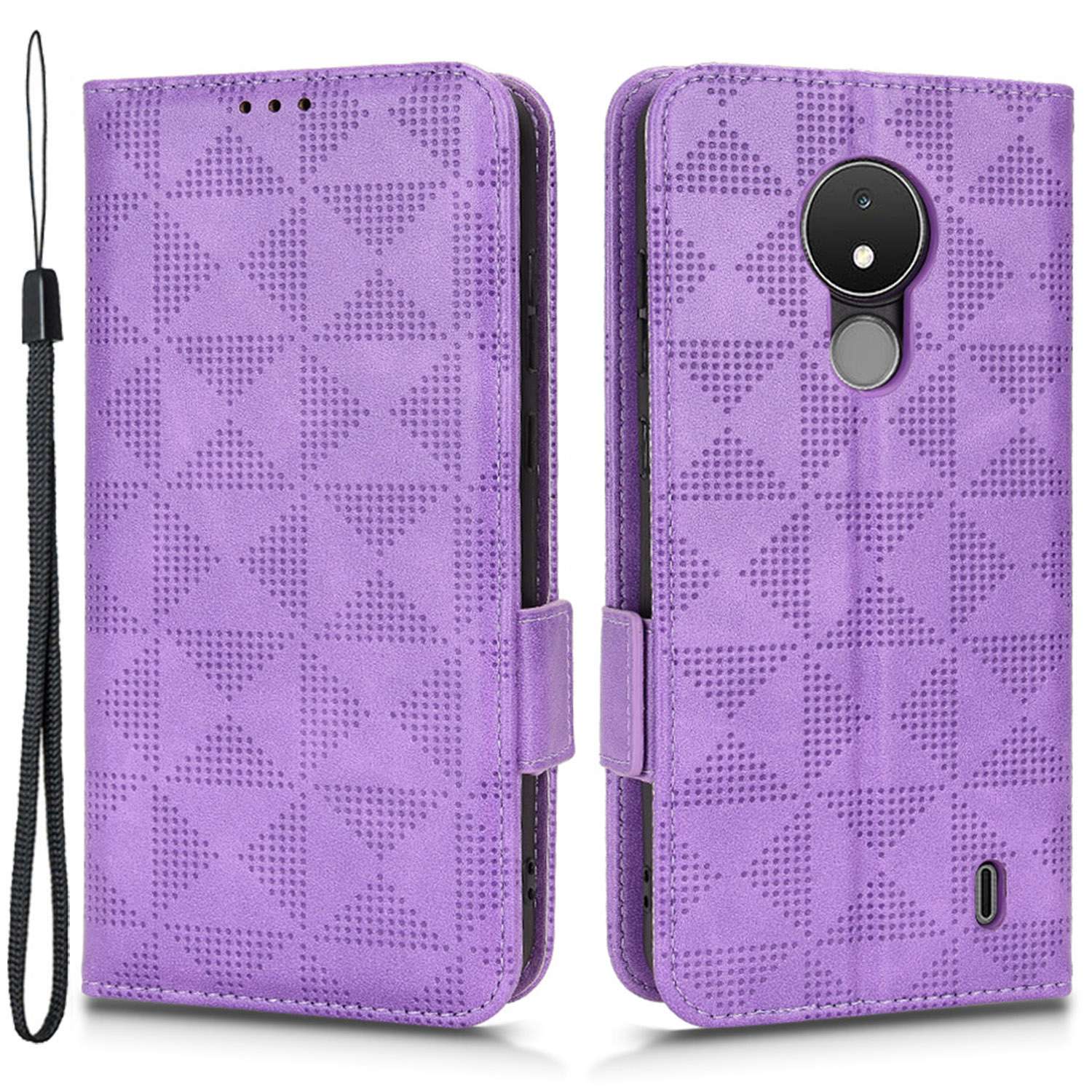 Flip Leder-telefonhülle Für Nokia C21, Dreieckmuster Eingeprägter Brieftaschenständer Kratzfeste Telefonabdeckung Mit Riemen - Violett, Nokia C21
Flip Leder-telefonhülle Für Nokia C21, Dreieckmuster Eingeprägter Brieftaschenständer Kratzfeste Telefonabdeckung Mit Riemen - Violett, Nokia C21