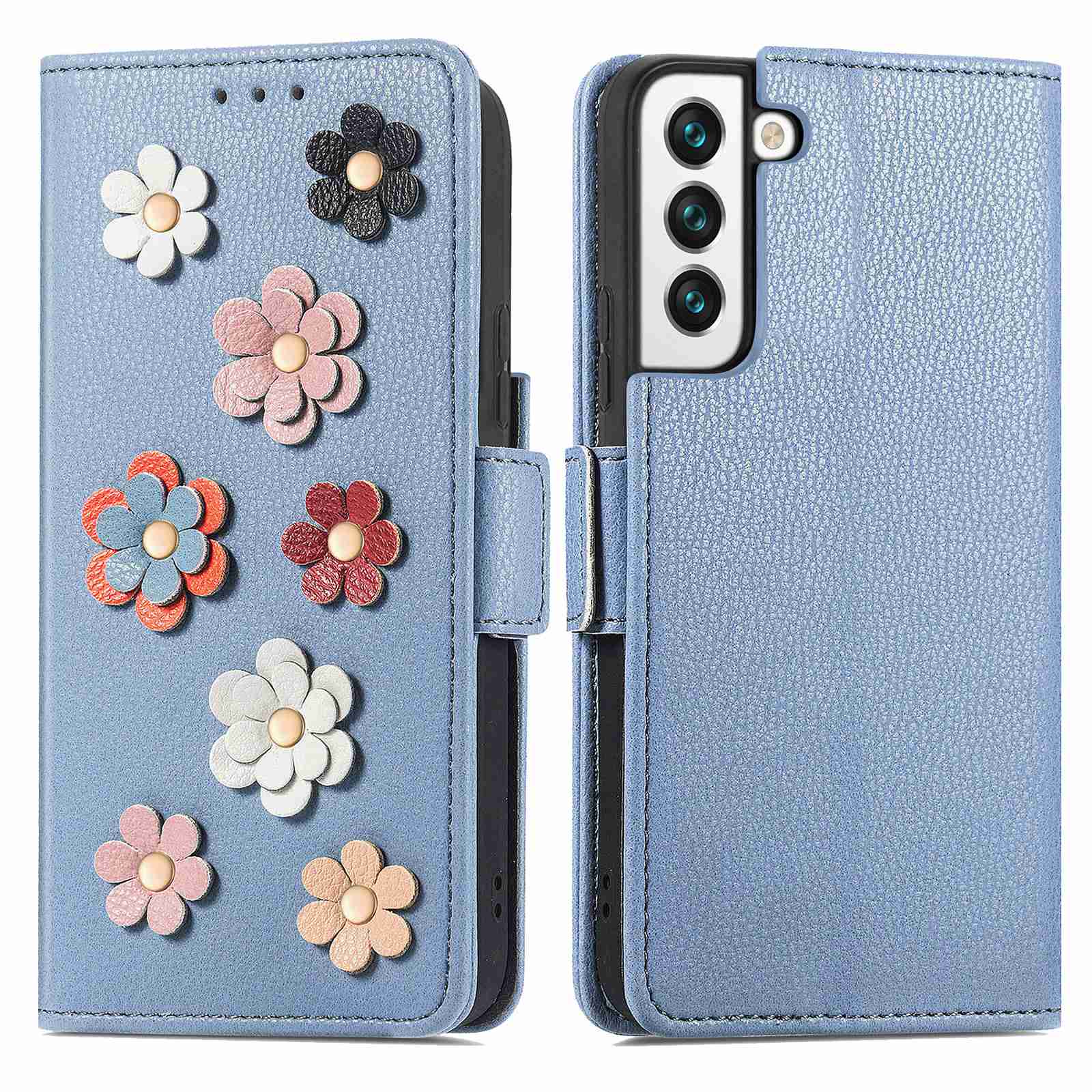 Для Samsung Galaxy S21 FE 5G Стенд Кошелек 3D Цветок Декор Телефон Кейс Кейс пу - Синий, Galaxy S21 FE 5G
Для Samsung Galaxy S21 FE 5G Стенд Кошелек 3D Цветок Декор Телефон Кейс Кейс пу - Синий, Galaxy S21 FE 5G