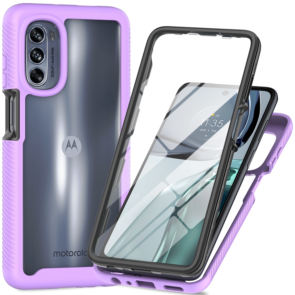 Für Motorola Moto G62 5G Anti-drop-pc + Tpu-deckung Der Vollen Schutzhülle Mit Pet-bildschirmschutz - Violett, Motorola Moto G62 5G 
Für Motorola Moto G62 5G Anti-drop-pc + Tpu-deckung Der Vollen Schutzhülle Mit Pet-bildschirmschutz - Violett, Motorola Moto G62 5G