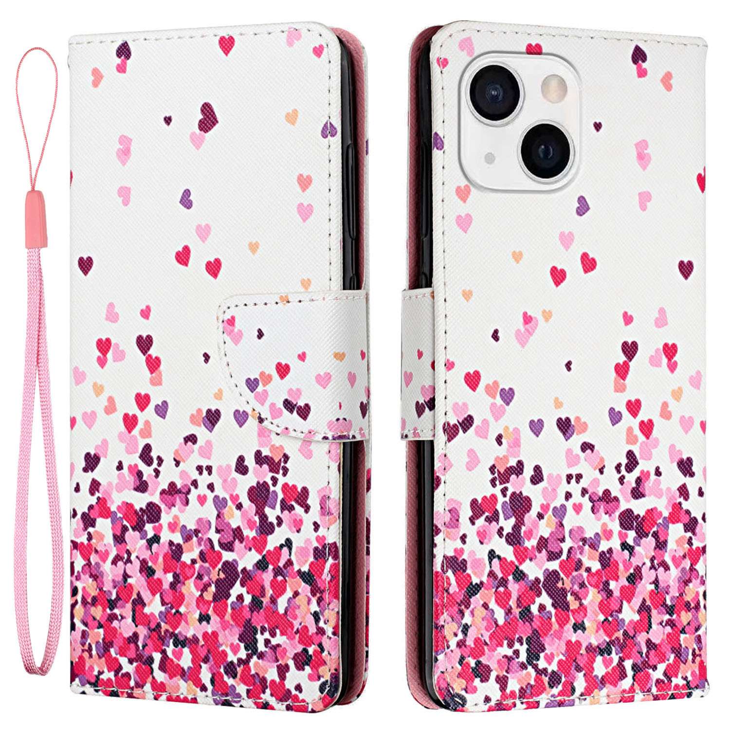 Pattern Printing Phone Stand Cover for iPhone 14 Plus, Cross Texture PU Leather + TPU Wallet Case with Hand Strap - Pink Heart Shape, iPhone 14 Plus
Pattern Printing Phone Stand Cover for iPhone 14 Plus, Cross Texture PU Leather + TPU Wallet Case with Hand Strap - Pink Heart Shape, iPhone 14 Plus