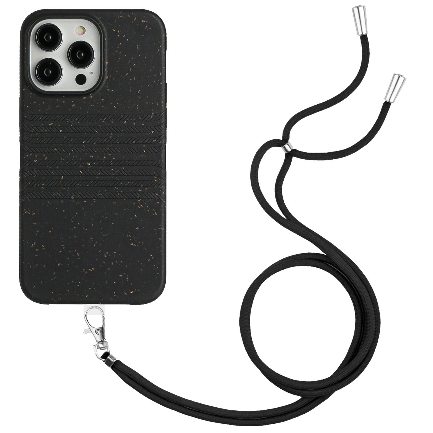 For iPhone 14 Pro Wheat Straw Soft TPU Anti-scratch Case Fully Biodegradable Protective Compostable Phone Cover with Long Strap - Black, iPhone 14 Pro
For iPhone 14 Pro Wheat Straw Soft TPU Anti-scratch Case Fully Biodegradable Protective Compostable Phone Cover with Long Strap - Black, iPhone 14 Pro