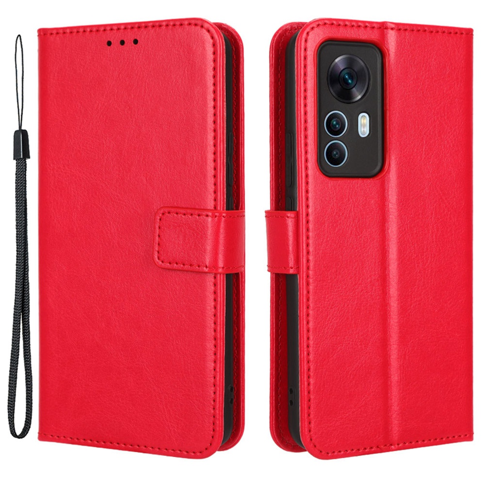 Für Xiaomi 12T 5G / 12t Pro 5g / Redmi K50 Ultra 5G Telefon Stand Wallet Schutzhülle Verrückte Pferdestruktur PU Lederabdeckung - Rot, Xiaomi 12T 5G 
Für Xiaomi 12T 5G / 12t Pro 5g / Redmi K50 Ultra 5G Telefon Stand Wallet Schutzhülle Verrückte Pferdestruktur PU Lederabdeckung - Rot, Xiaomi 12T 5G