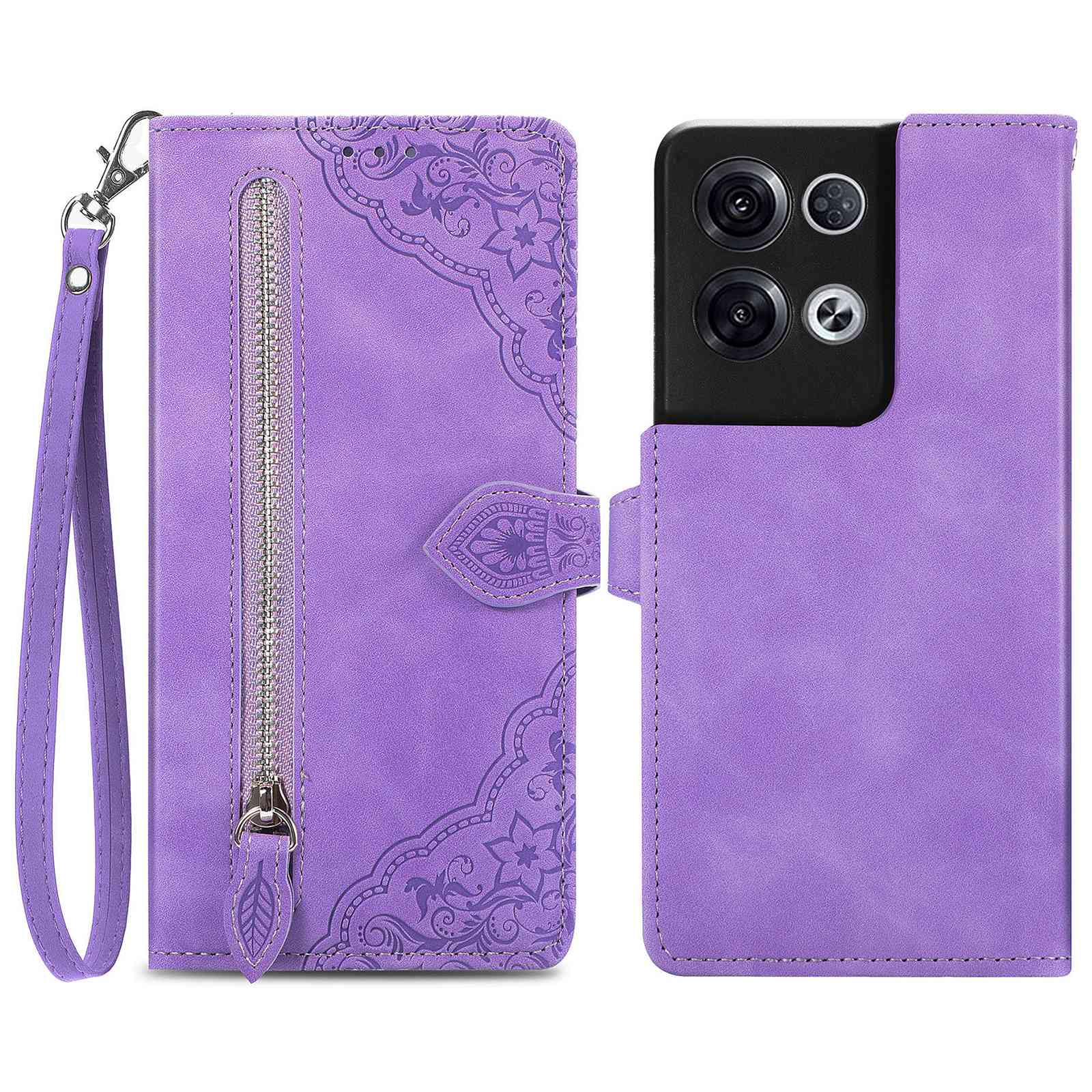 Für Oppo Reno8 Pro 5G (Global Version) Blume Geprinte PU Leder Reißverschluss Pocket Case Telefon Brieftasche Cover Mit Riemen - Helles Lila, Oppo Reno8 Pro 5G (Global Version)
Für Oppo Reno8 Pro 5G (Global Version) Blume Geprinte PU Leder Reißverschluss Pocket Case Telefon Brieftasche Cover Mit Riemen - Helles Lila, Oppo Reno8 Pro 5G (Global Version)